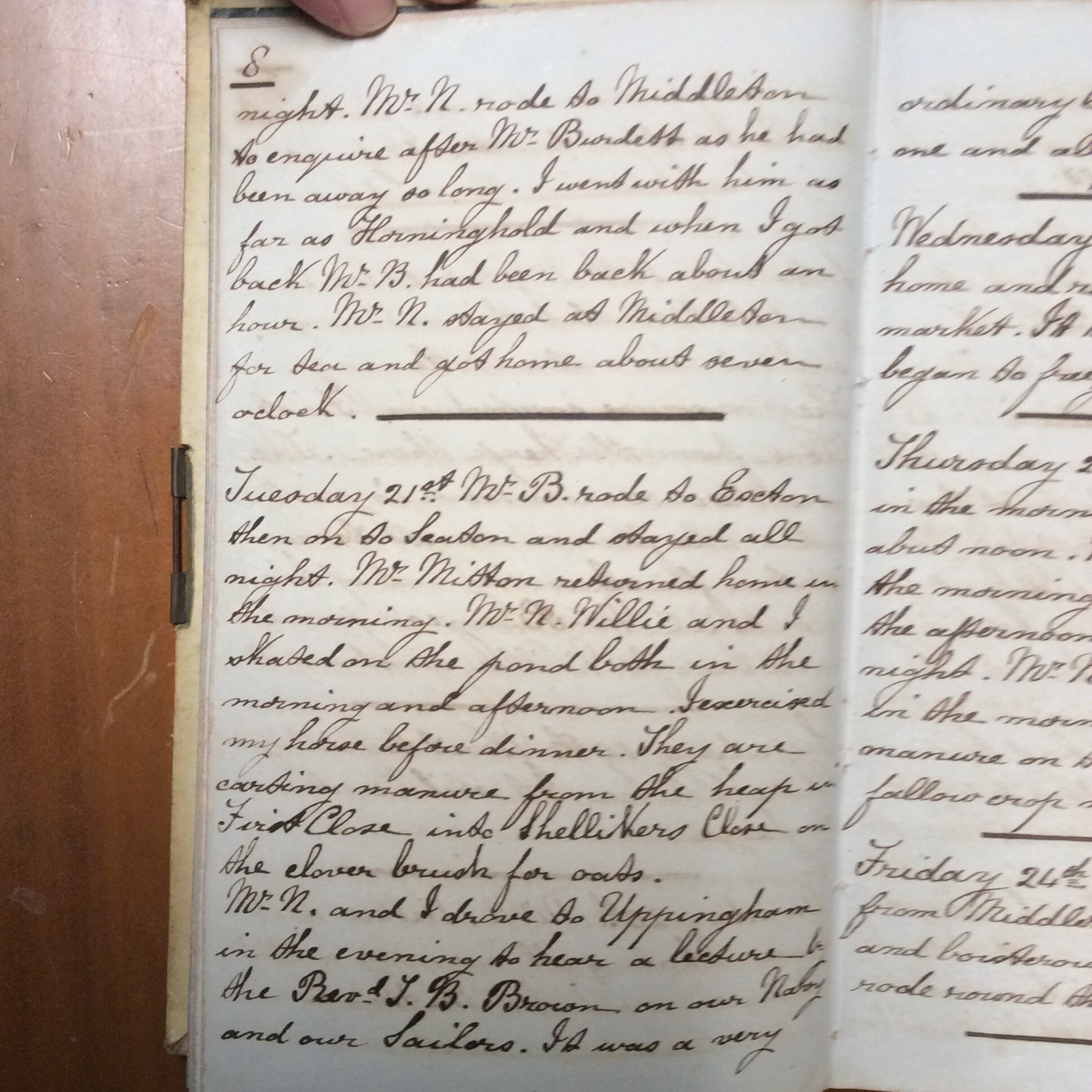 Original CS Clarke diary page