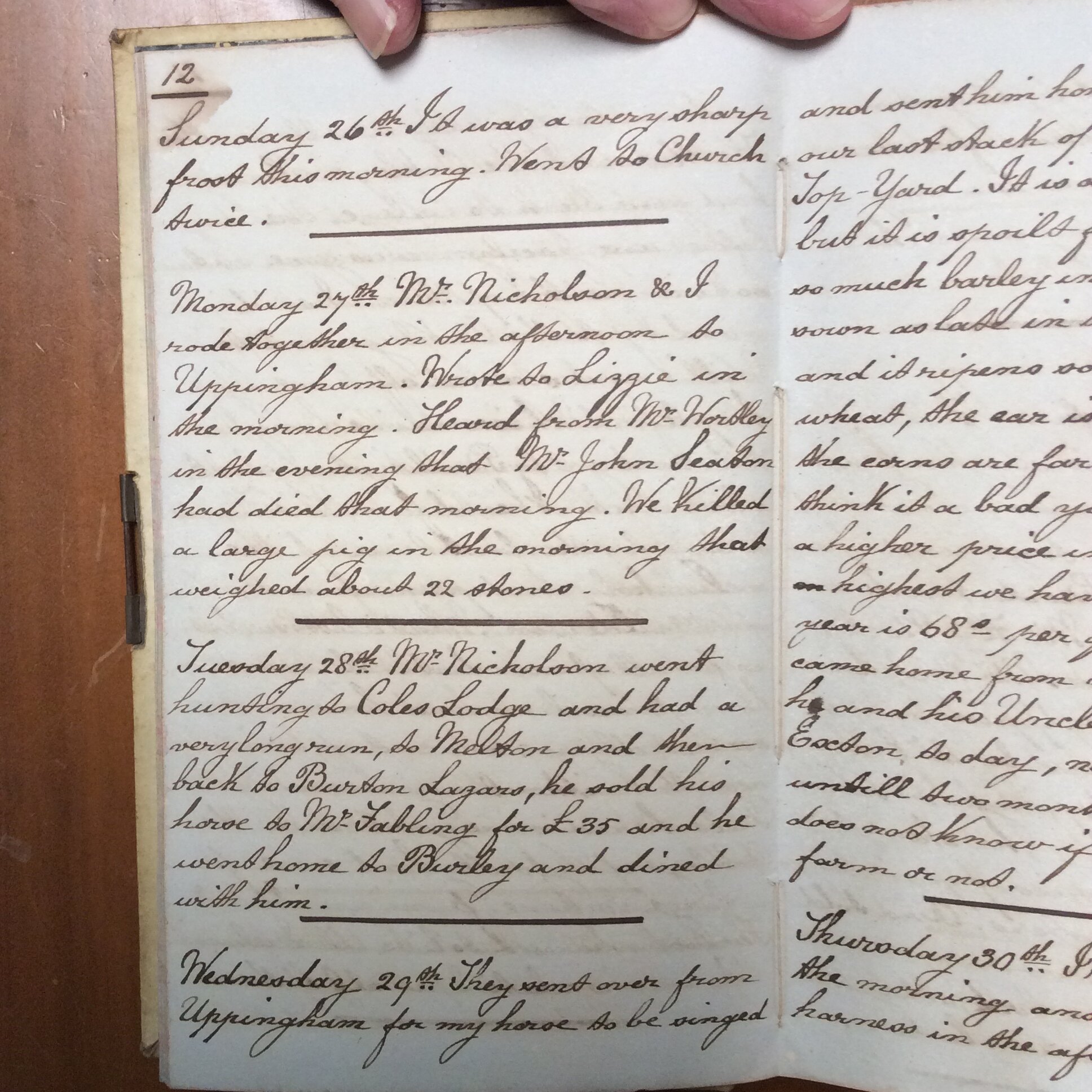 Original CS Clarke diary page