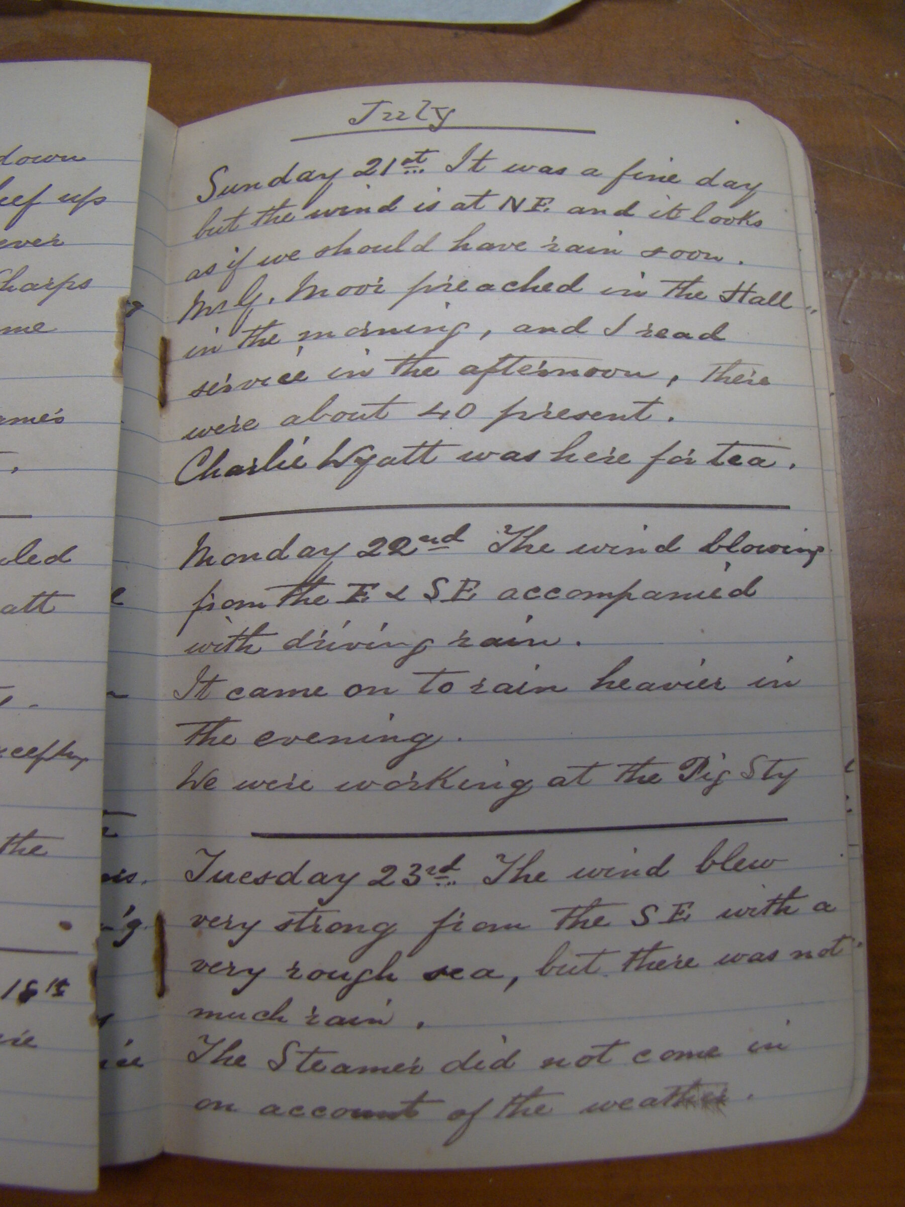 Original CS Clarke diary page