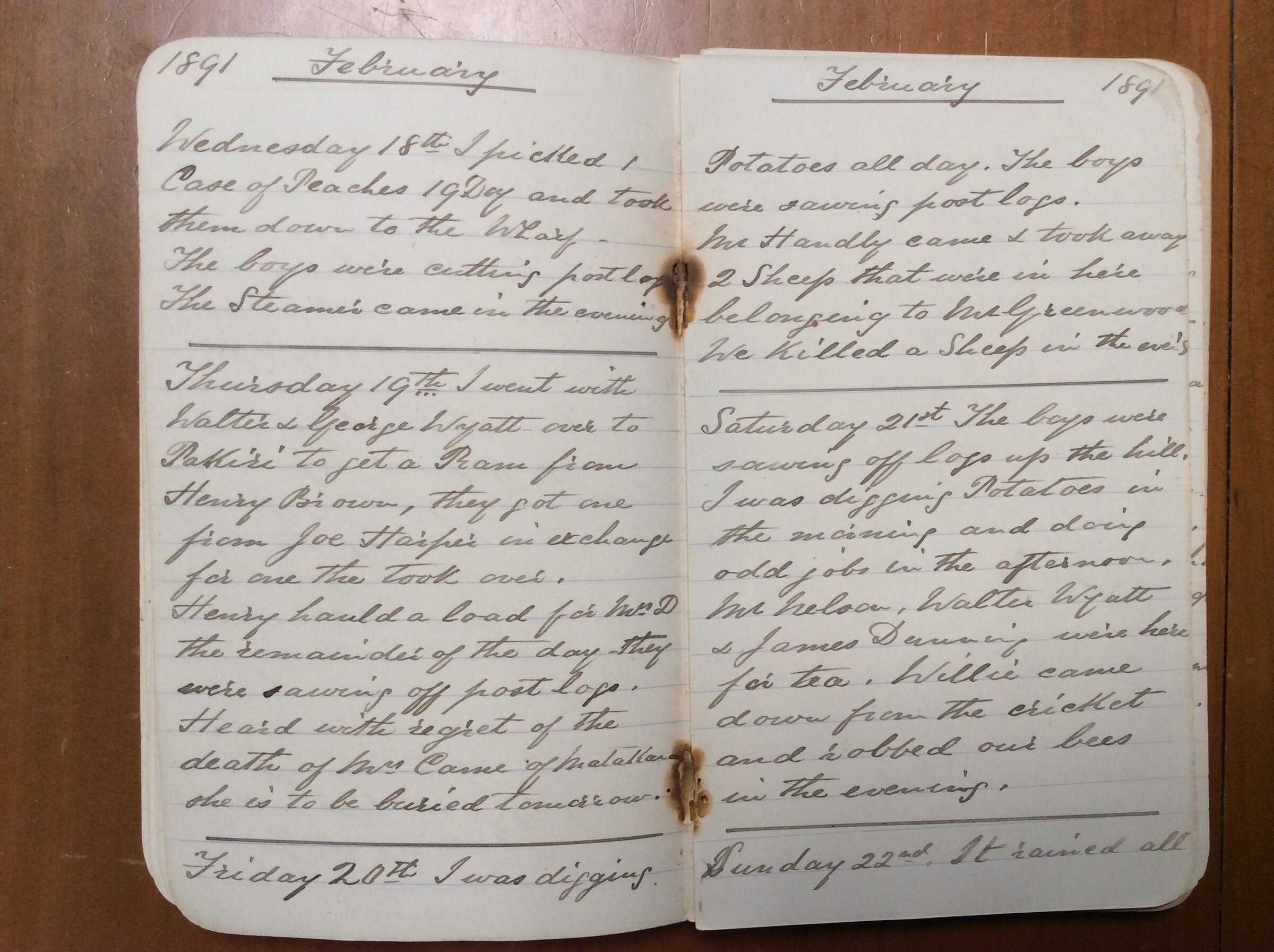Original CS Clarke diary page