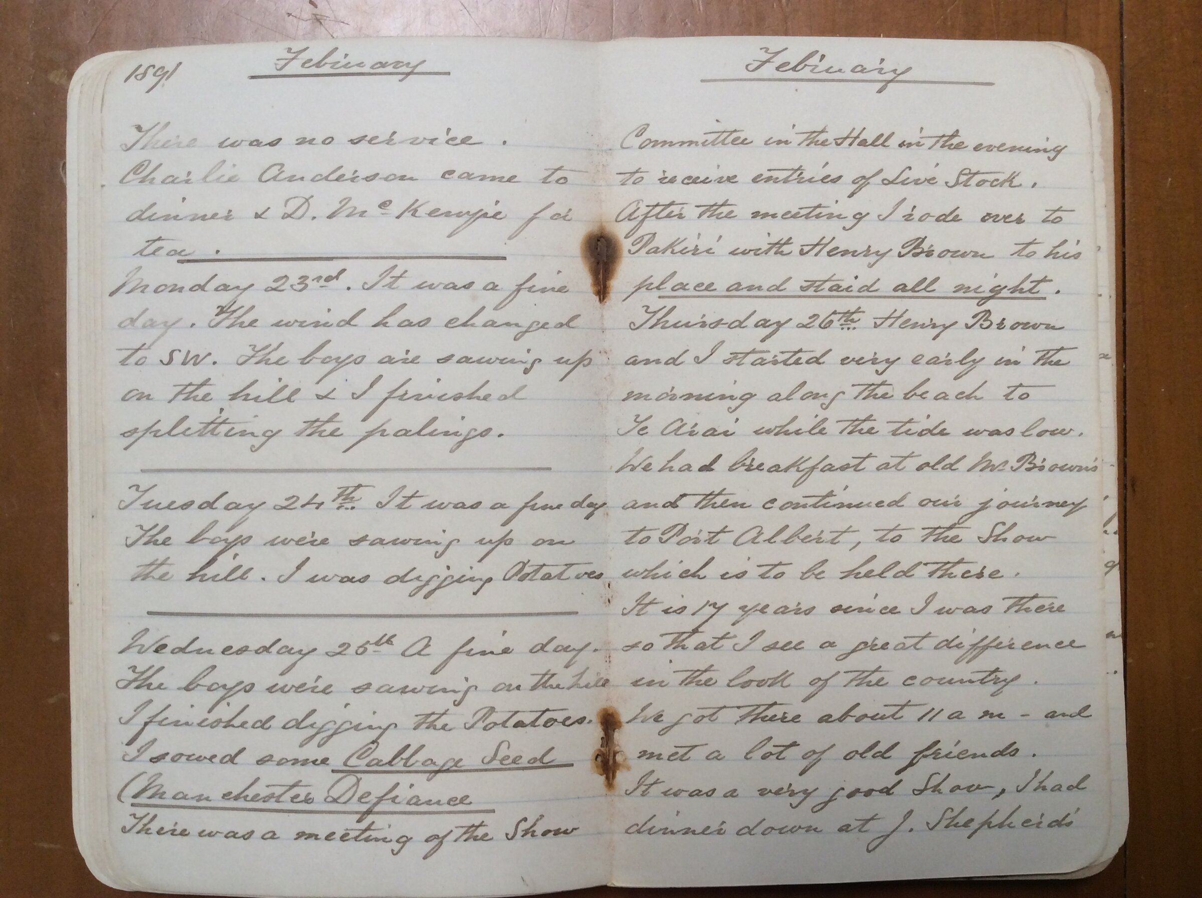 Original CS Clarke diary page