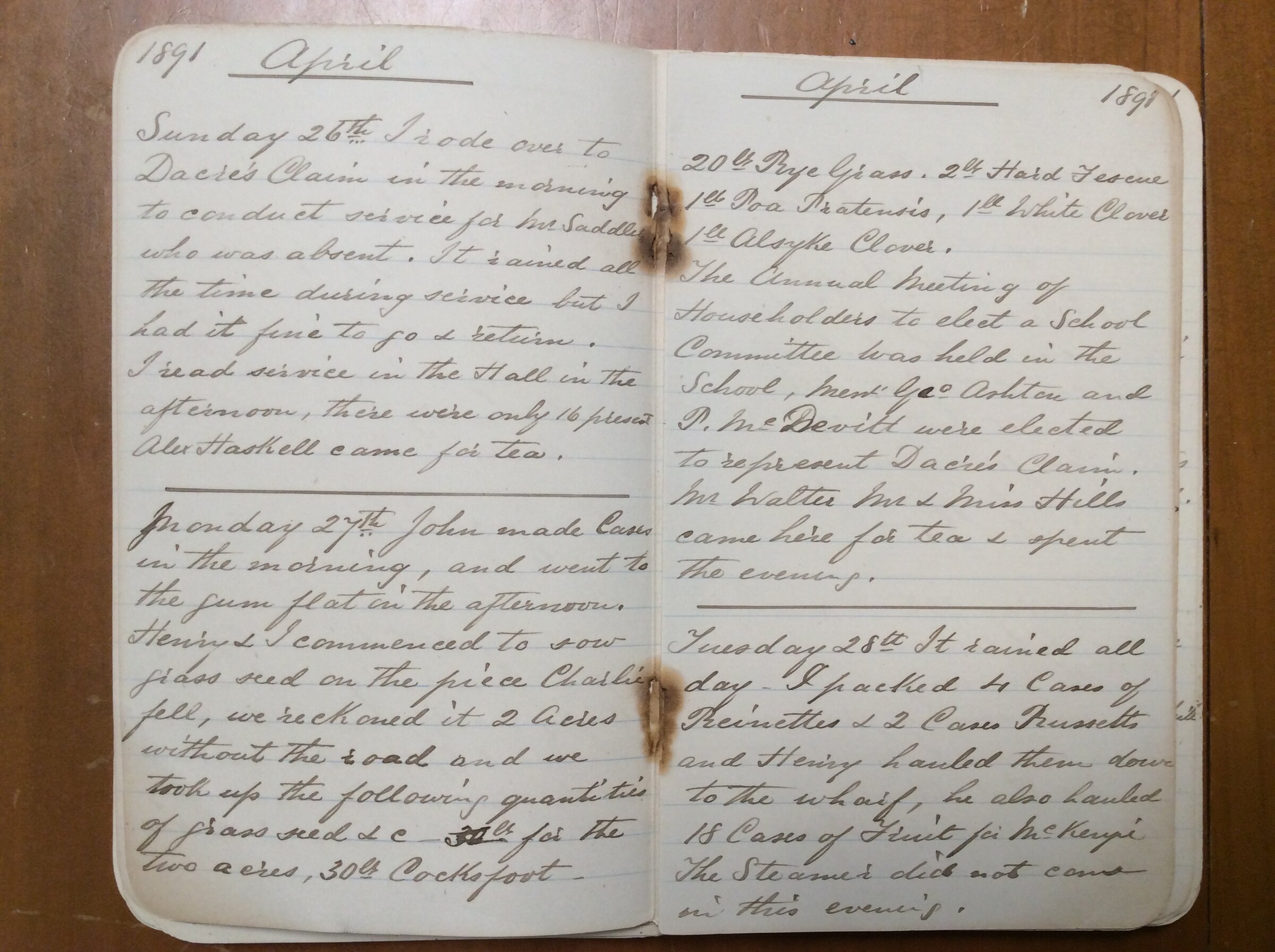 Original CS Clarke diary page