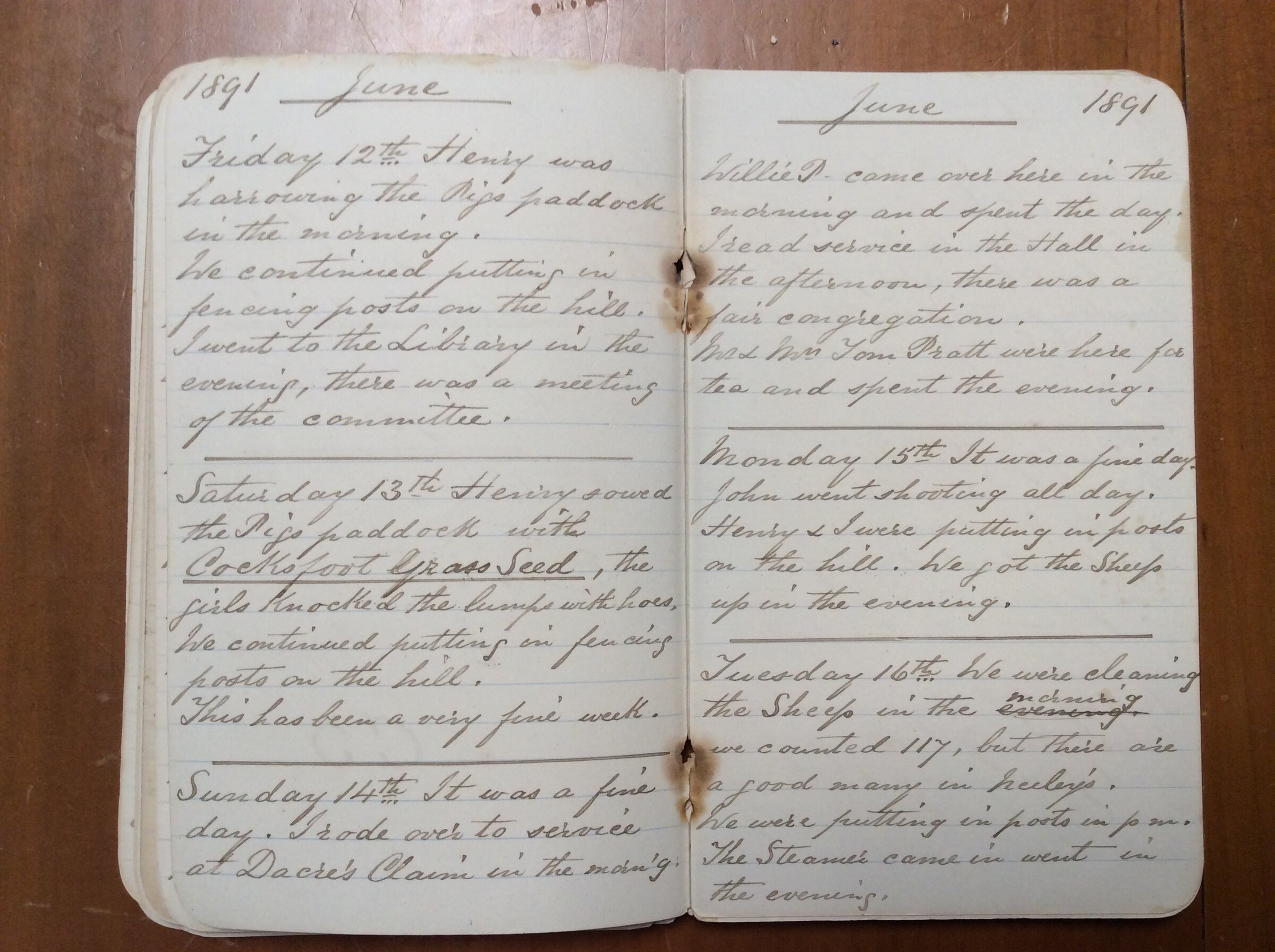 Original CS Clarke diary page