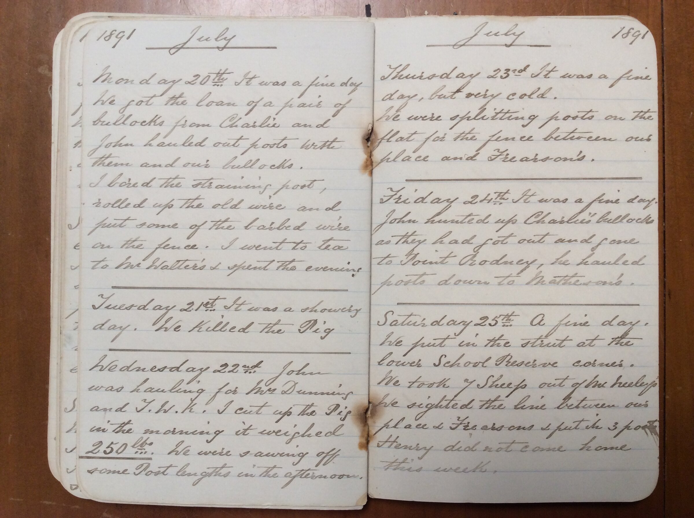 Original CS Clarke diary page