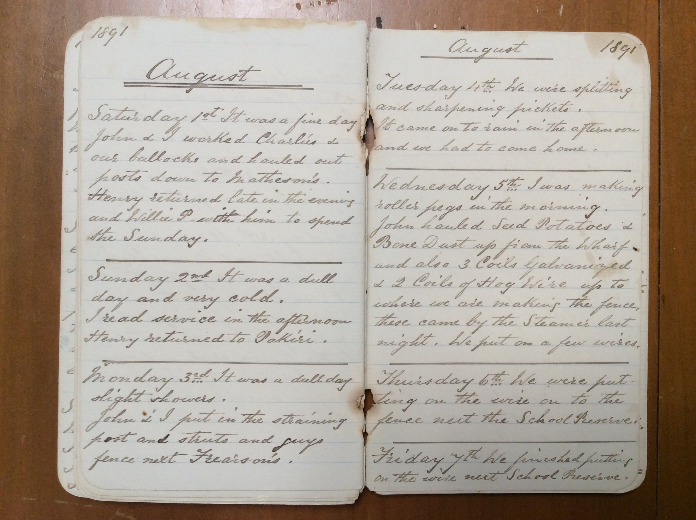 Original CS Clarke diary page