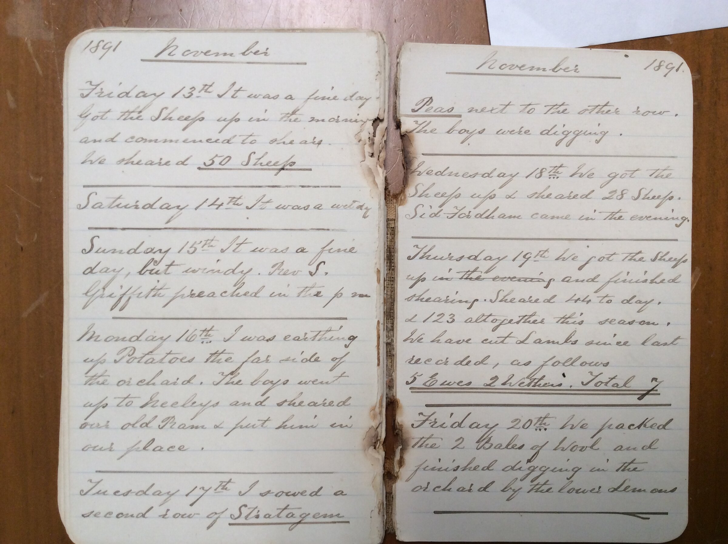 Original CS Clarke diary page