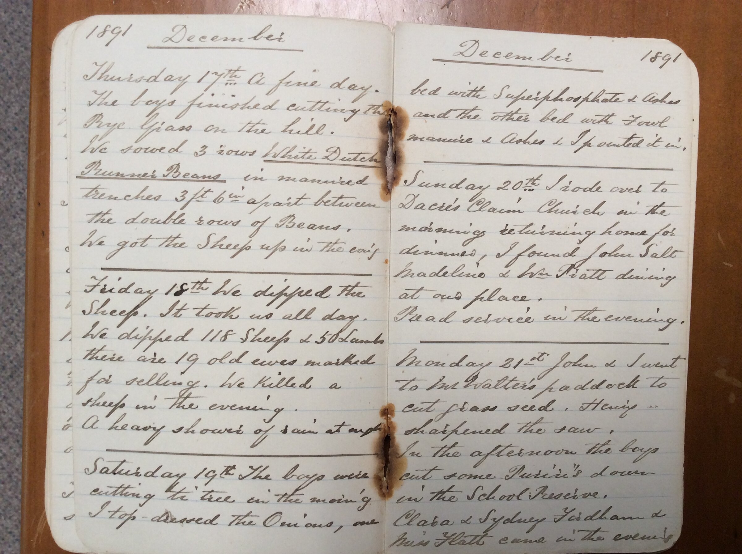 Original CS Clarke diary page