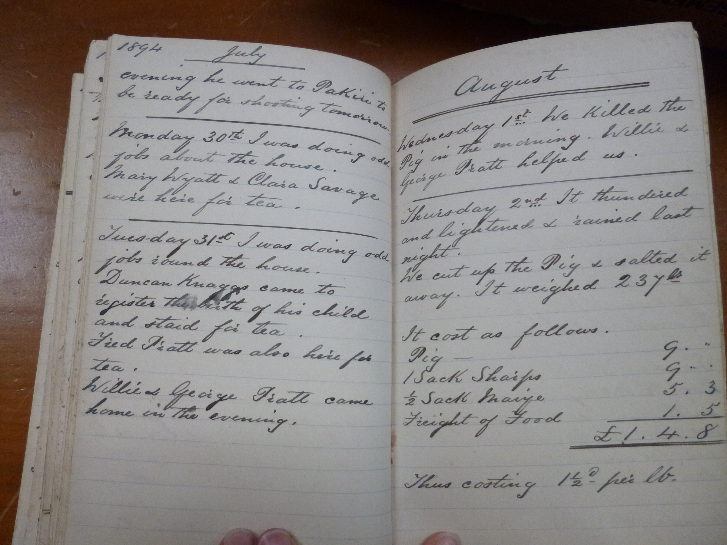 Original CS Clarke diary page