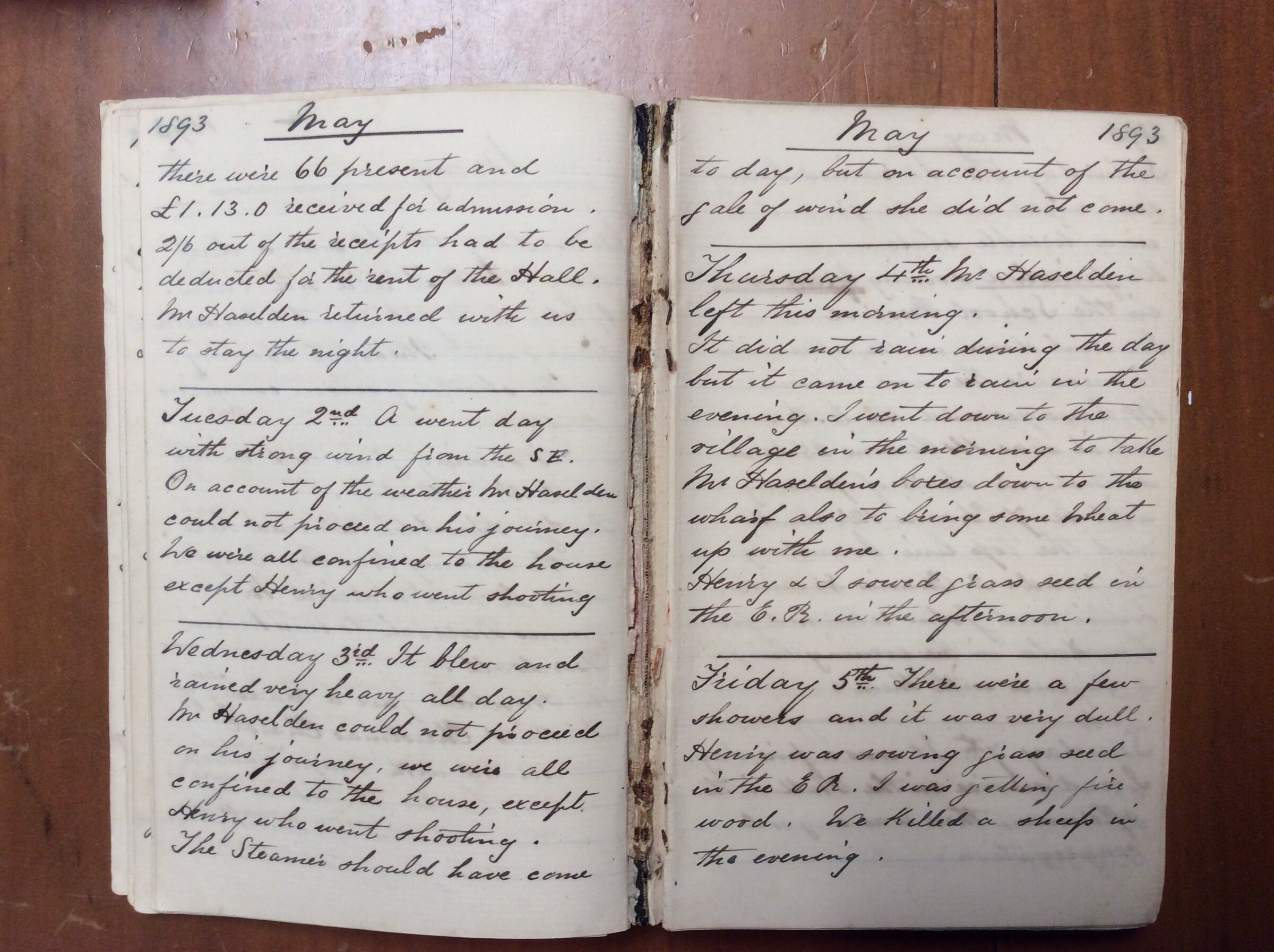 Original CS Clarke diary page