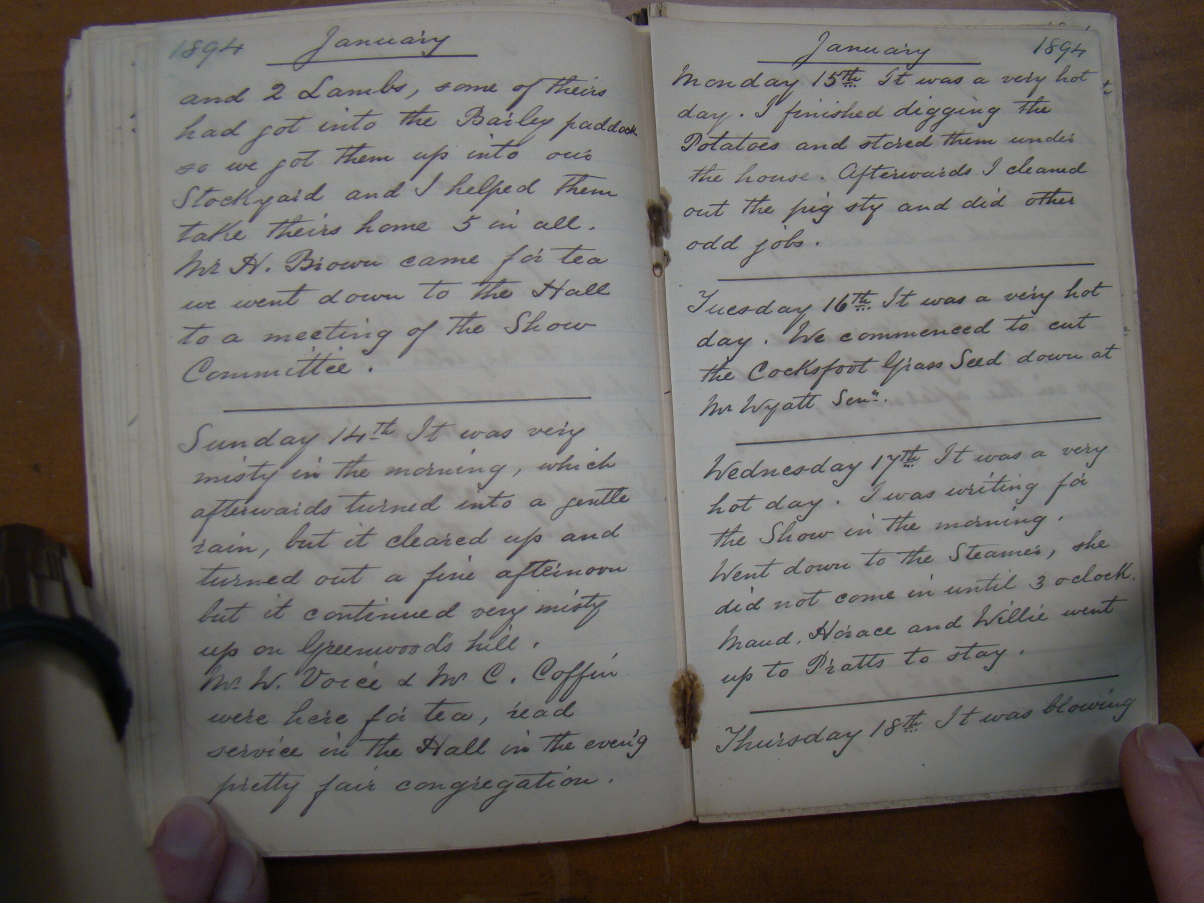 Original CS Clarke diary page
