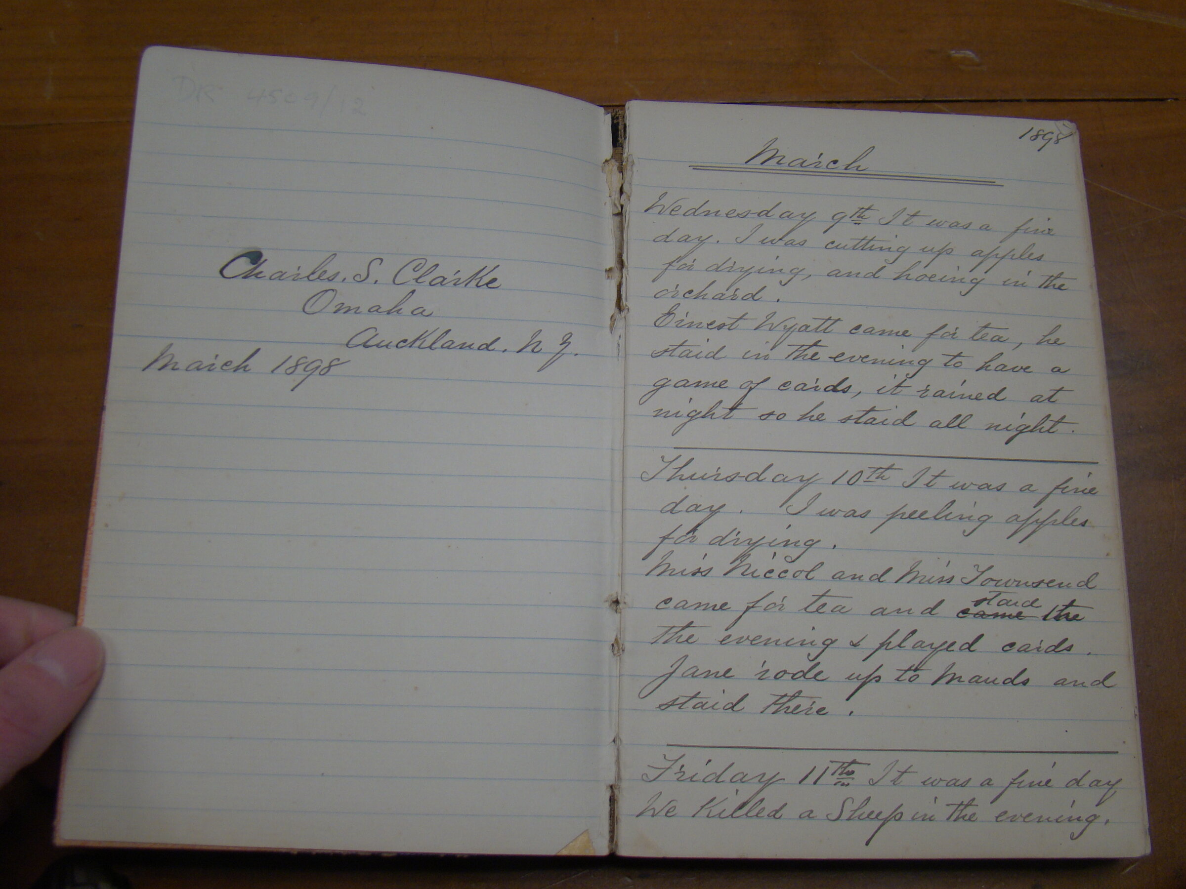 Original CS Clarke diary page