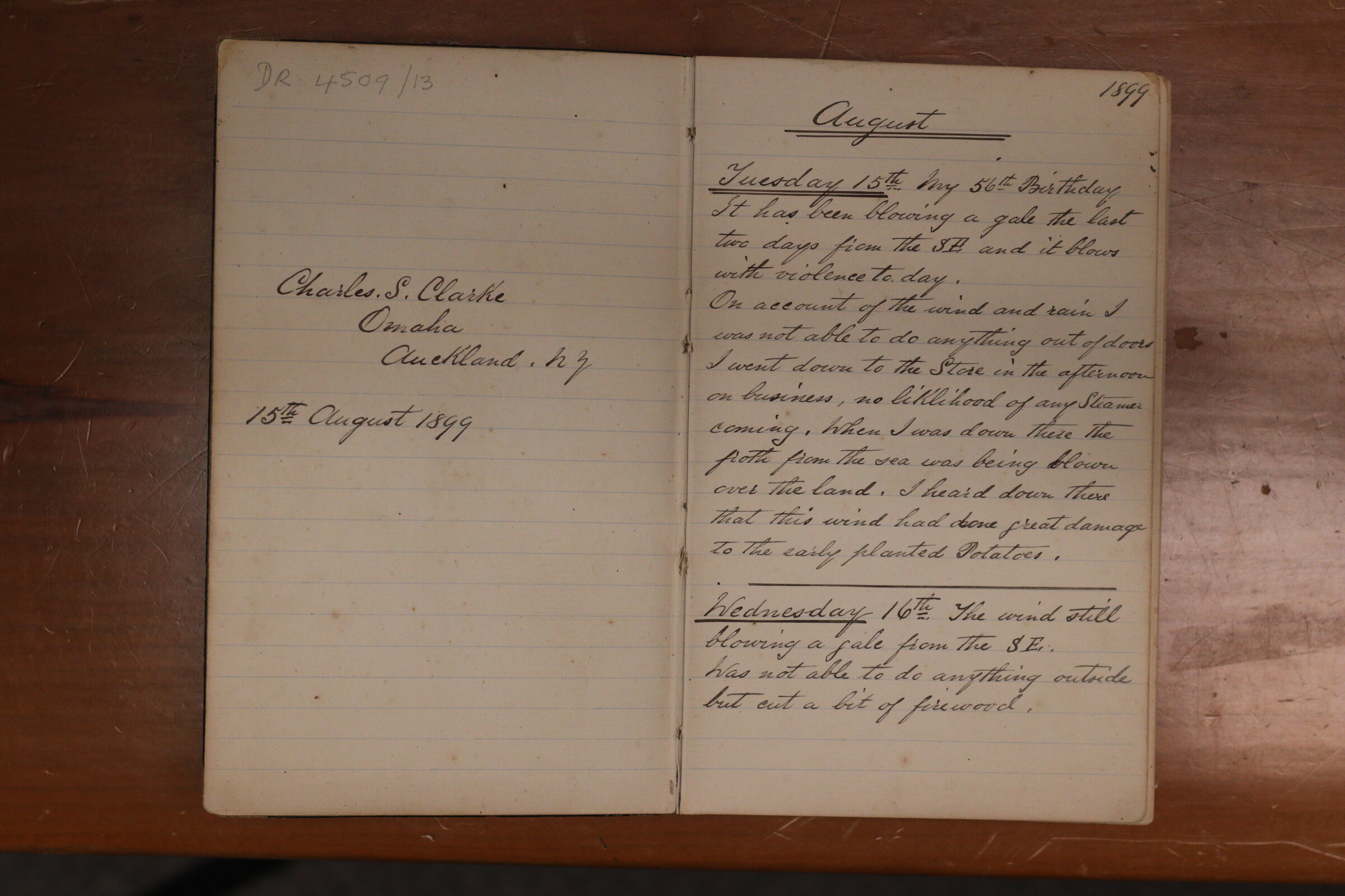 Original CS Clarke diary page