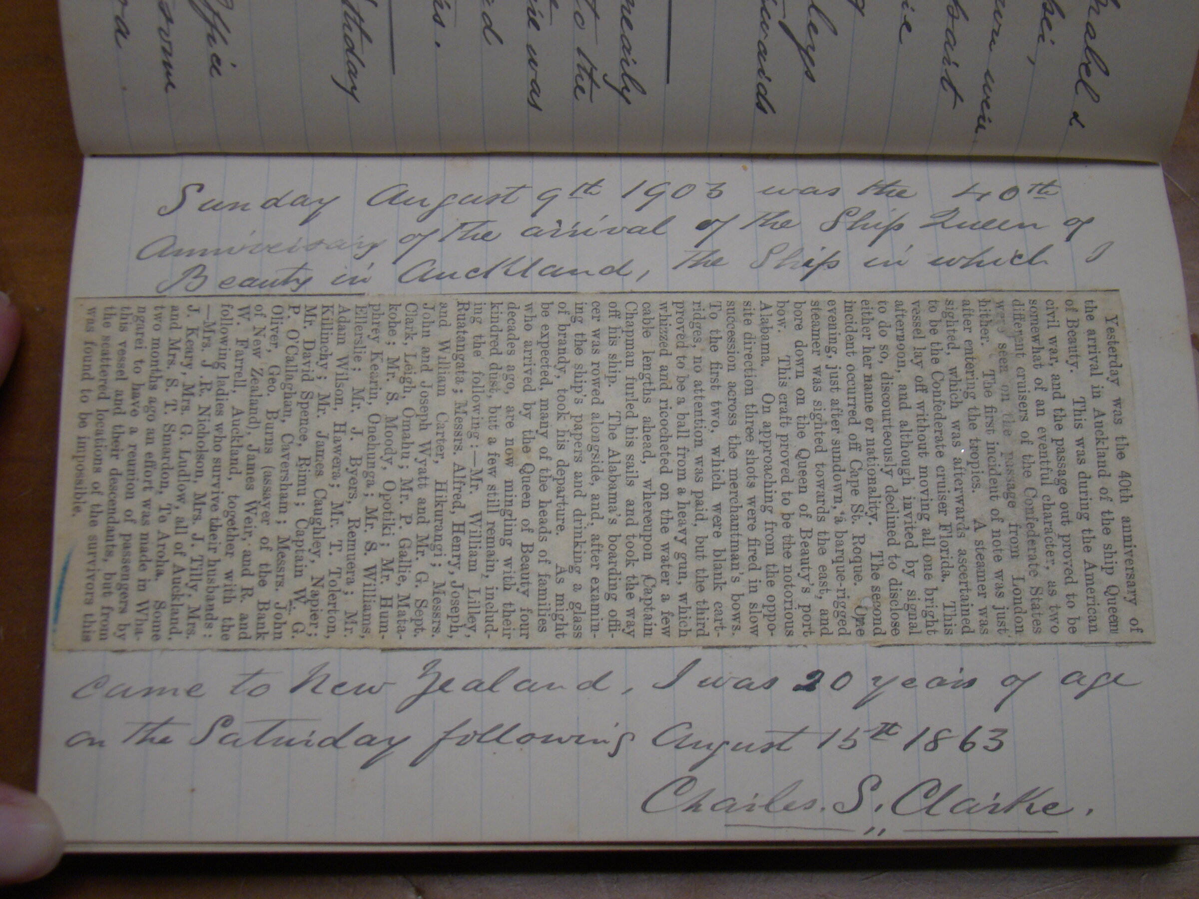 Original CS Clarke diary page