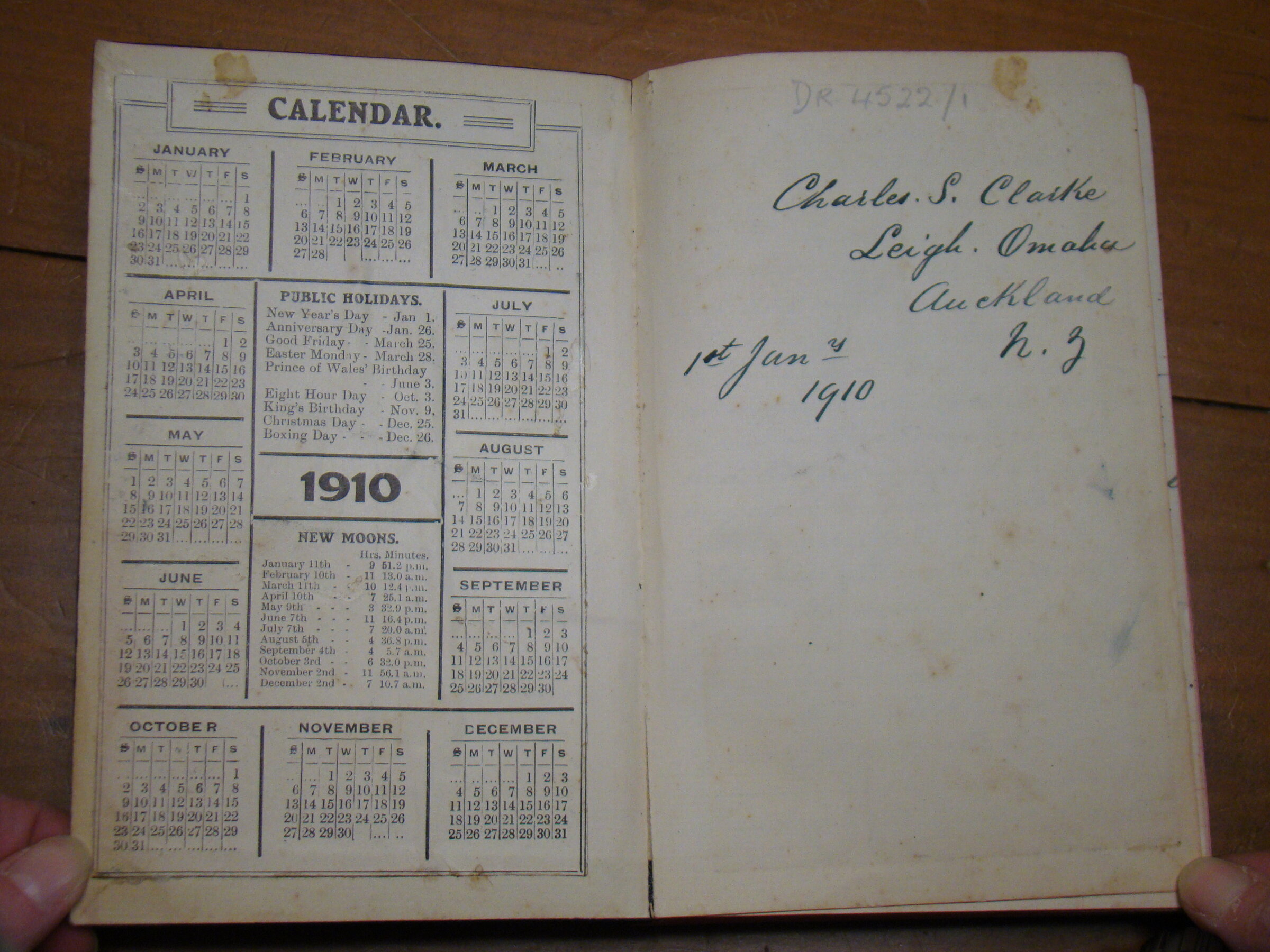 Original CS Clarke diary page
