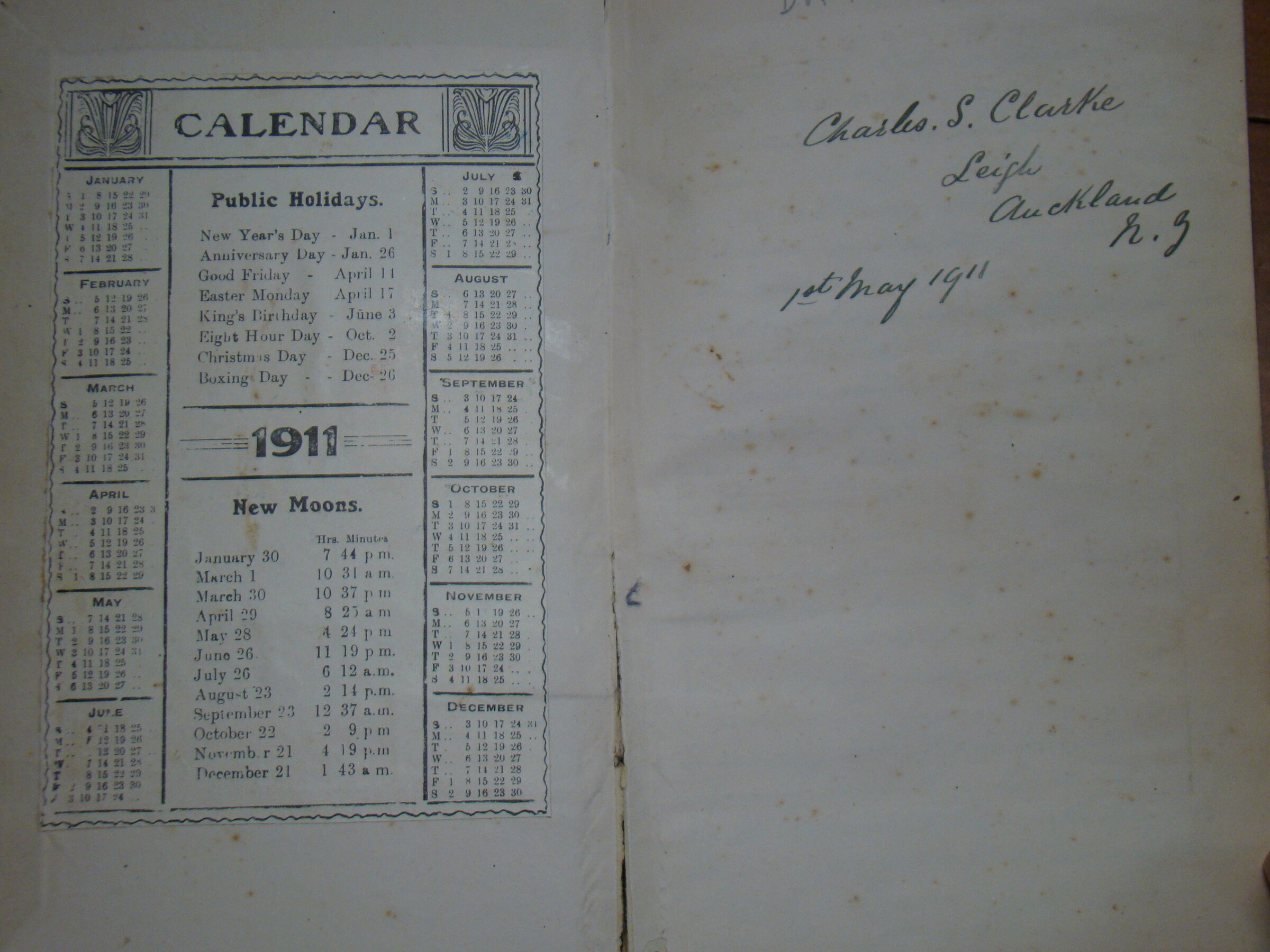 Original CS Clarke diary page