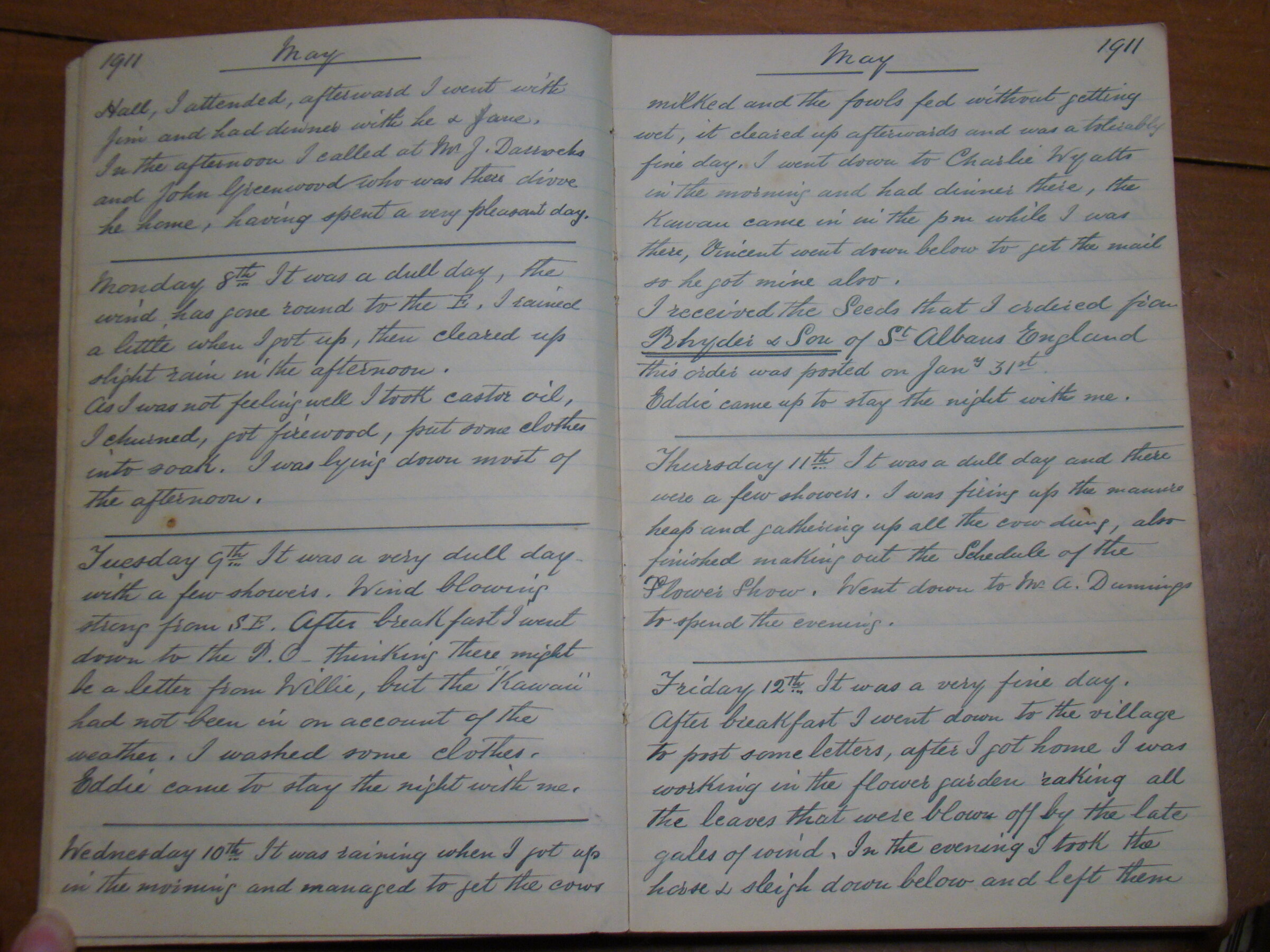 Original CS Clarke diary page