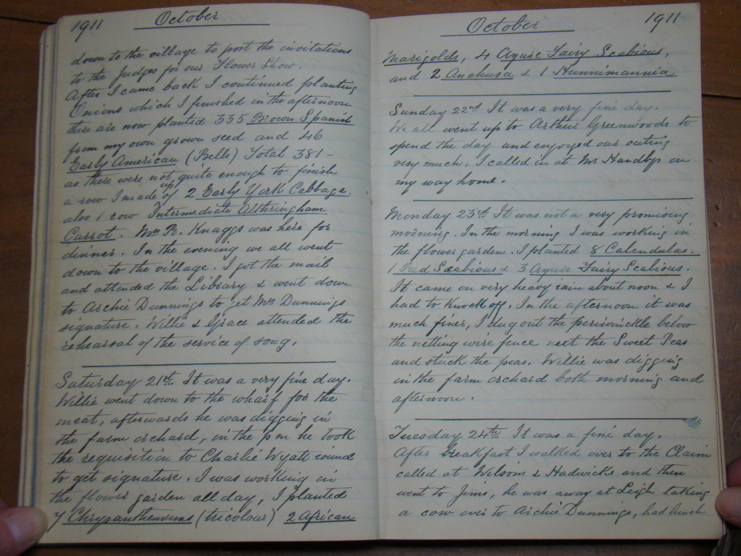Original CS Clarke diary page