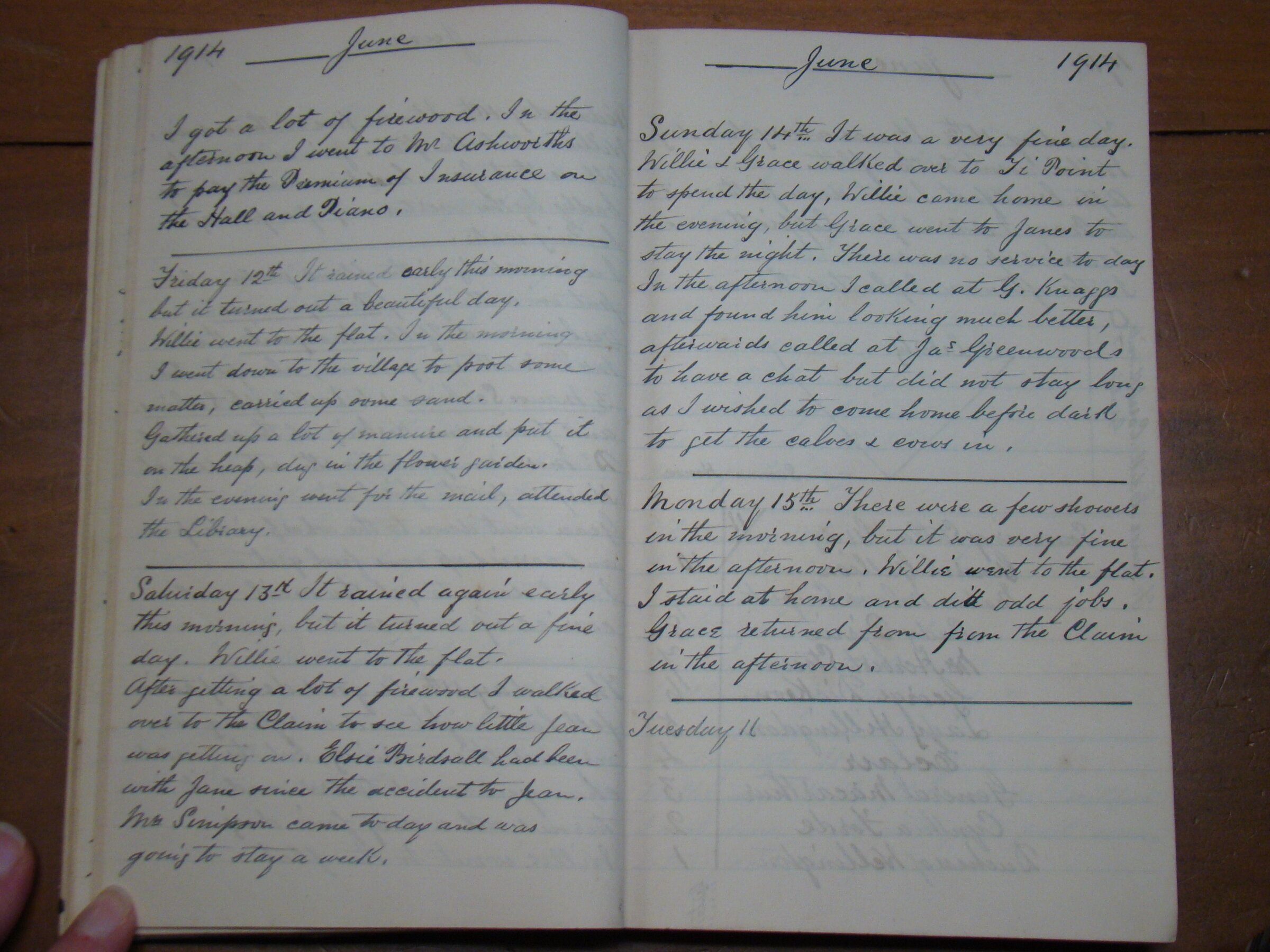 Original CS Clarke diary page