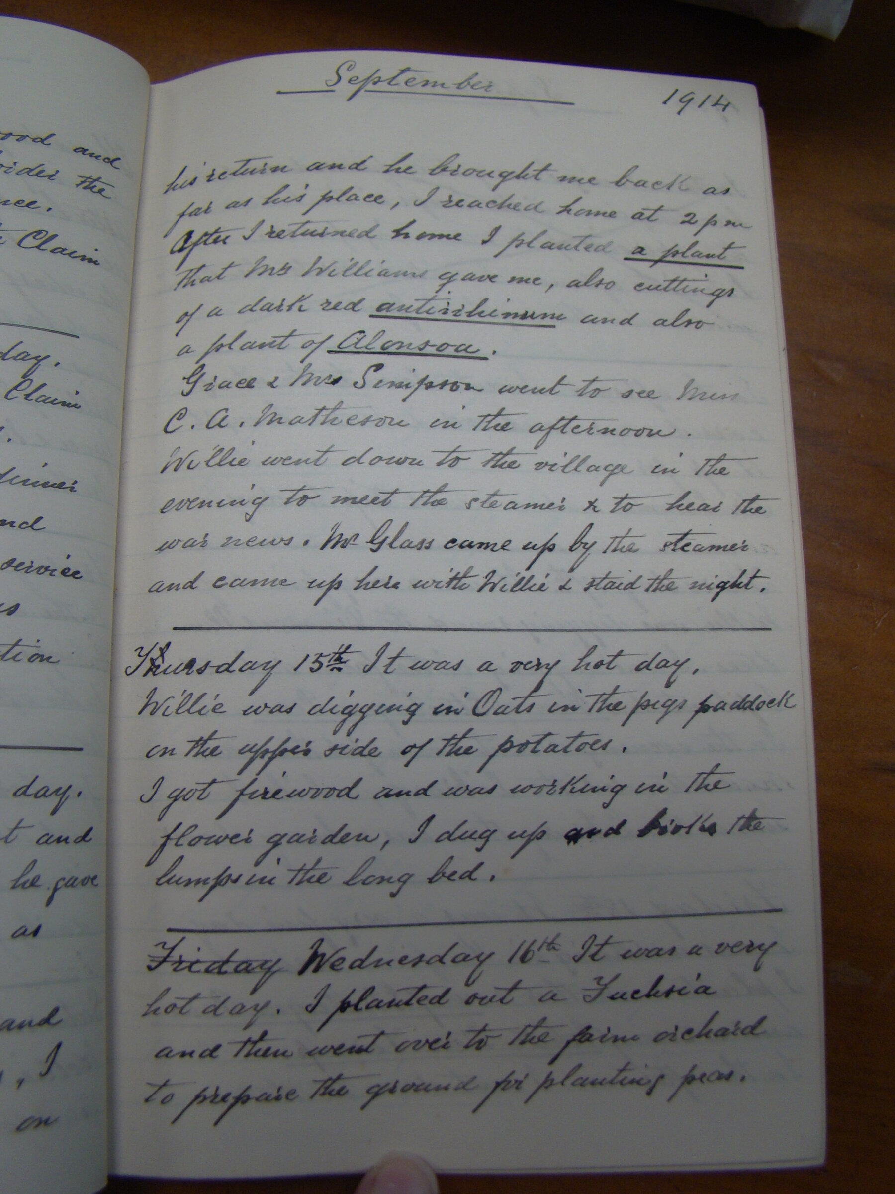 Original CS Clarke diary page