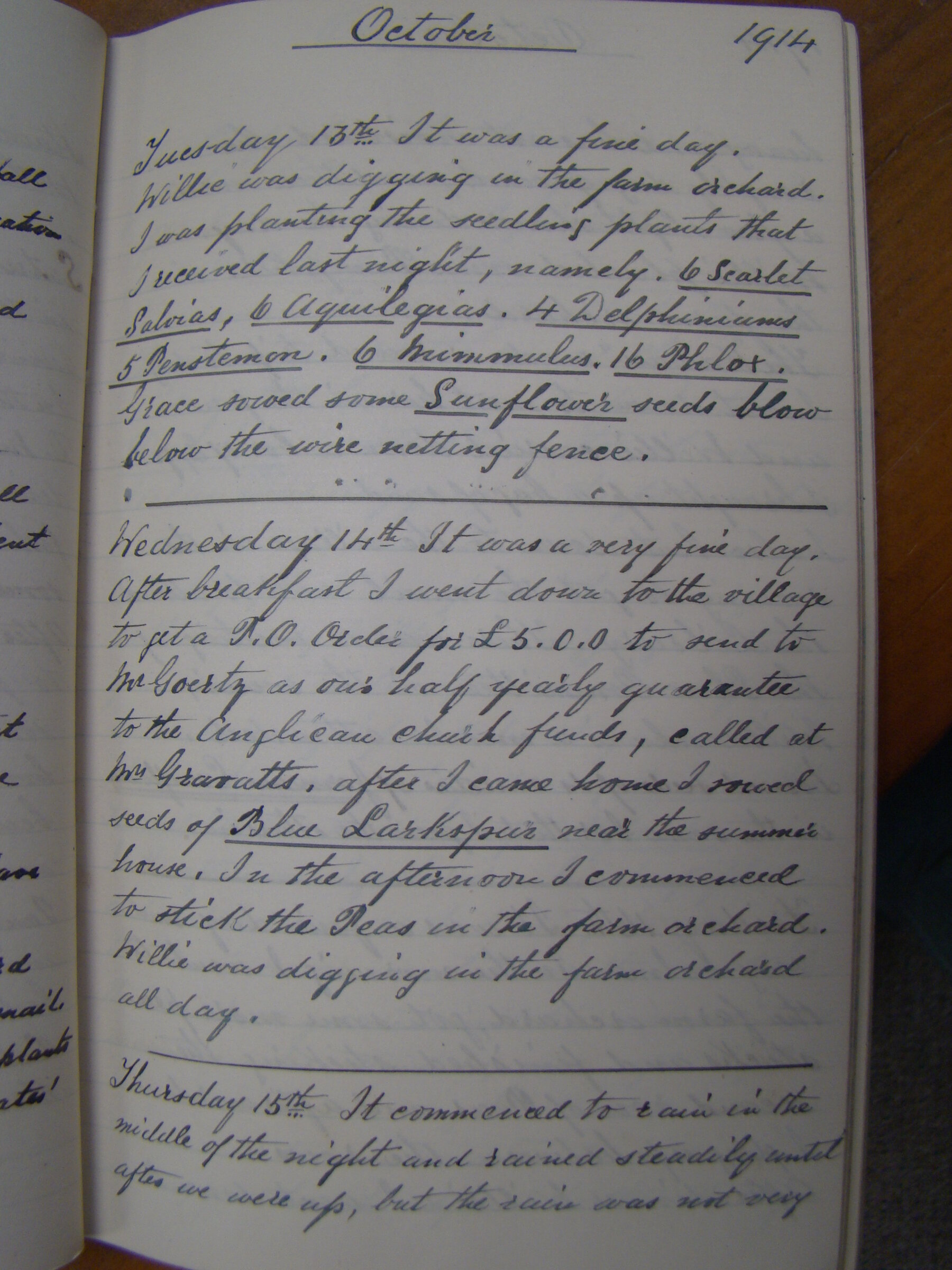 Original CS Clarke diary page