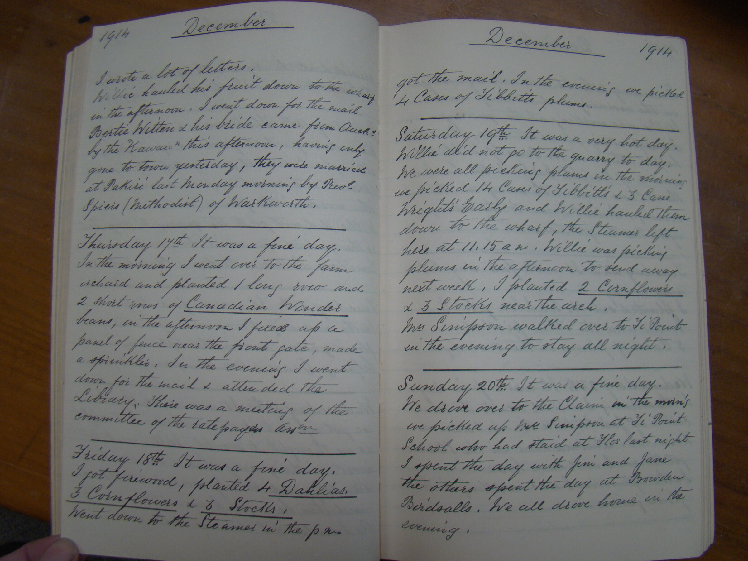 Original CS Clarke diary page