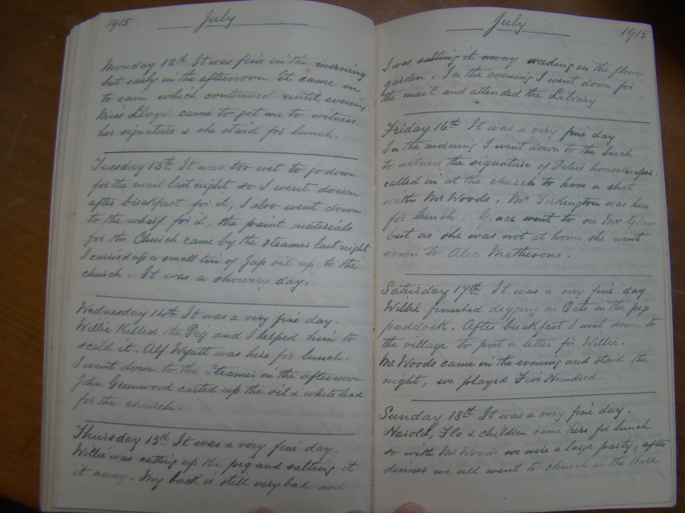Original CS Clarke diary page