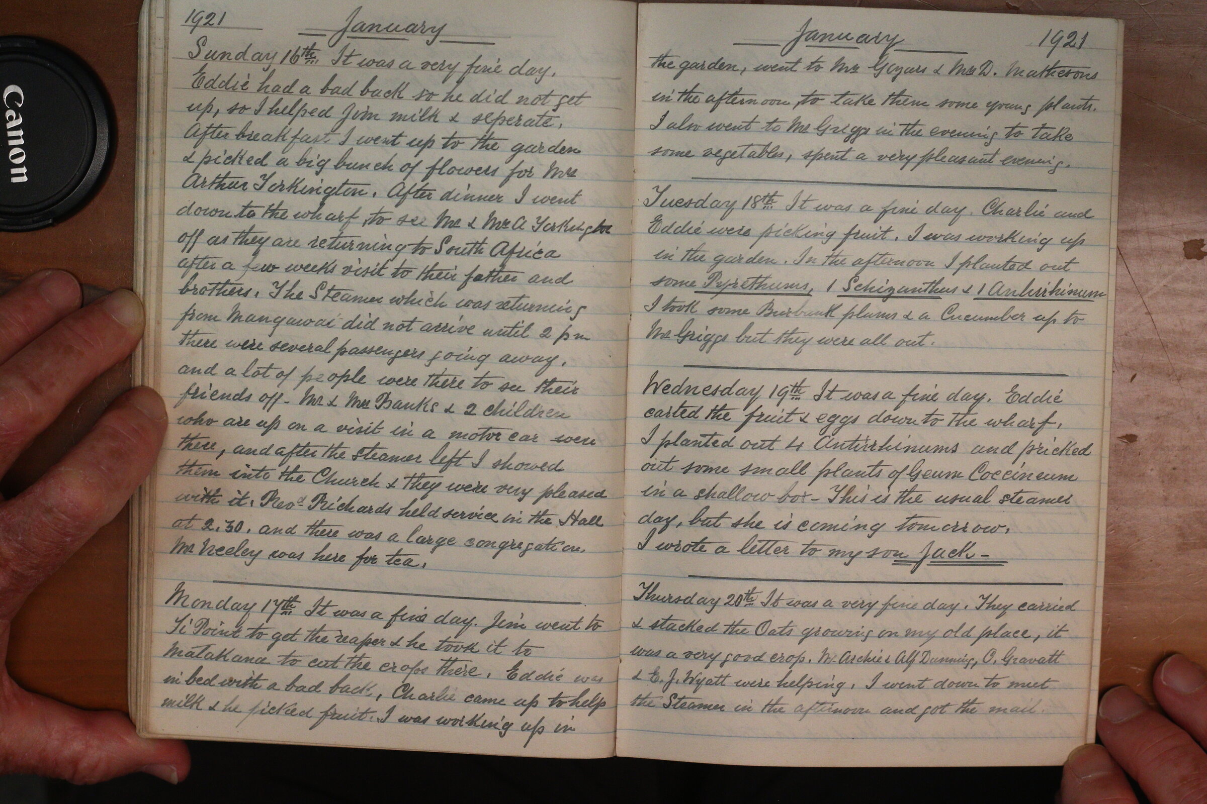 Original CS Clarke diary page