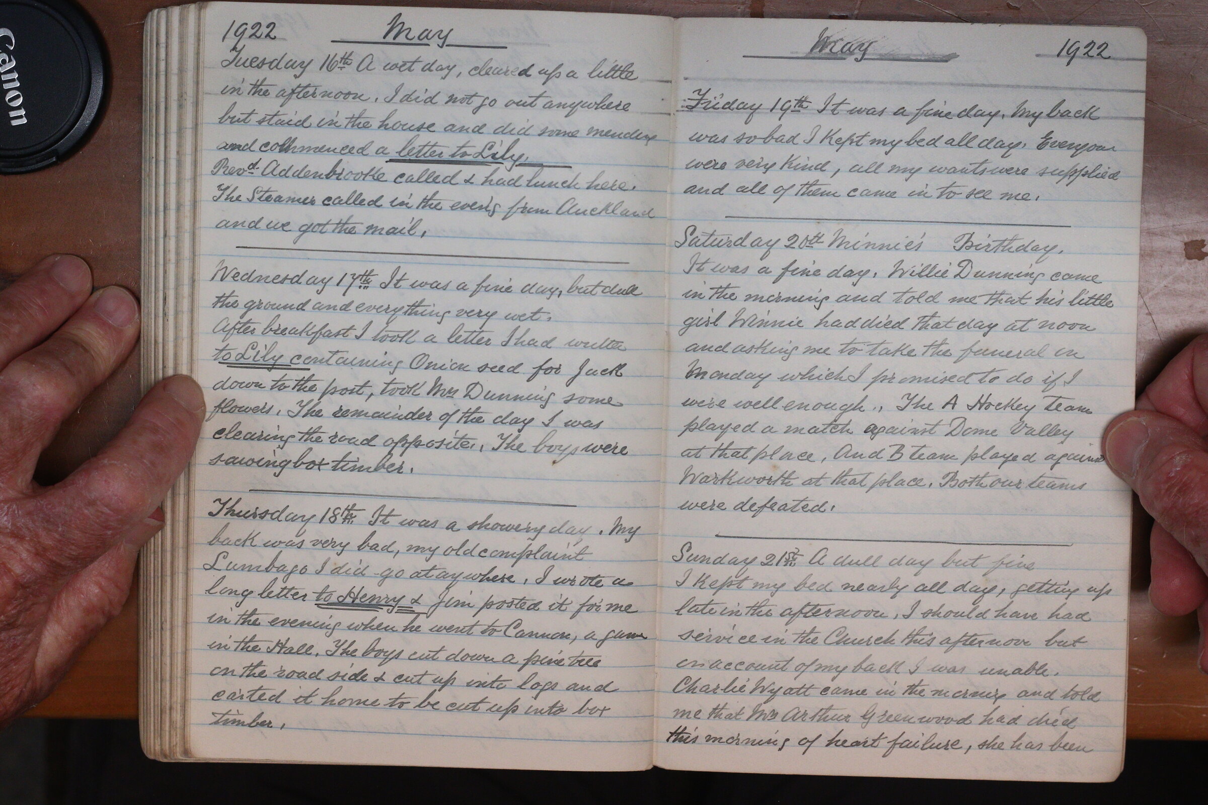 Original CS Clarke diary page