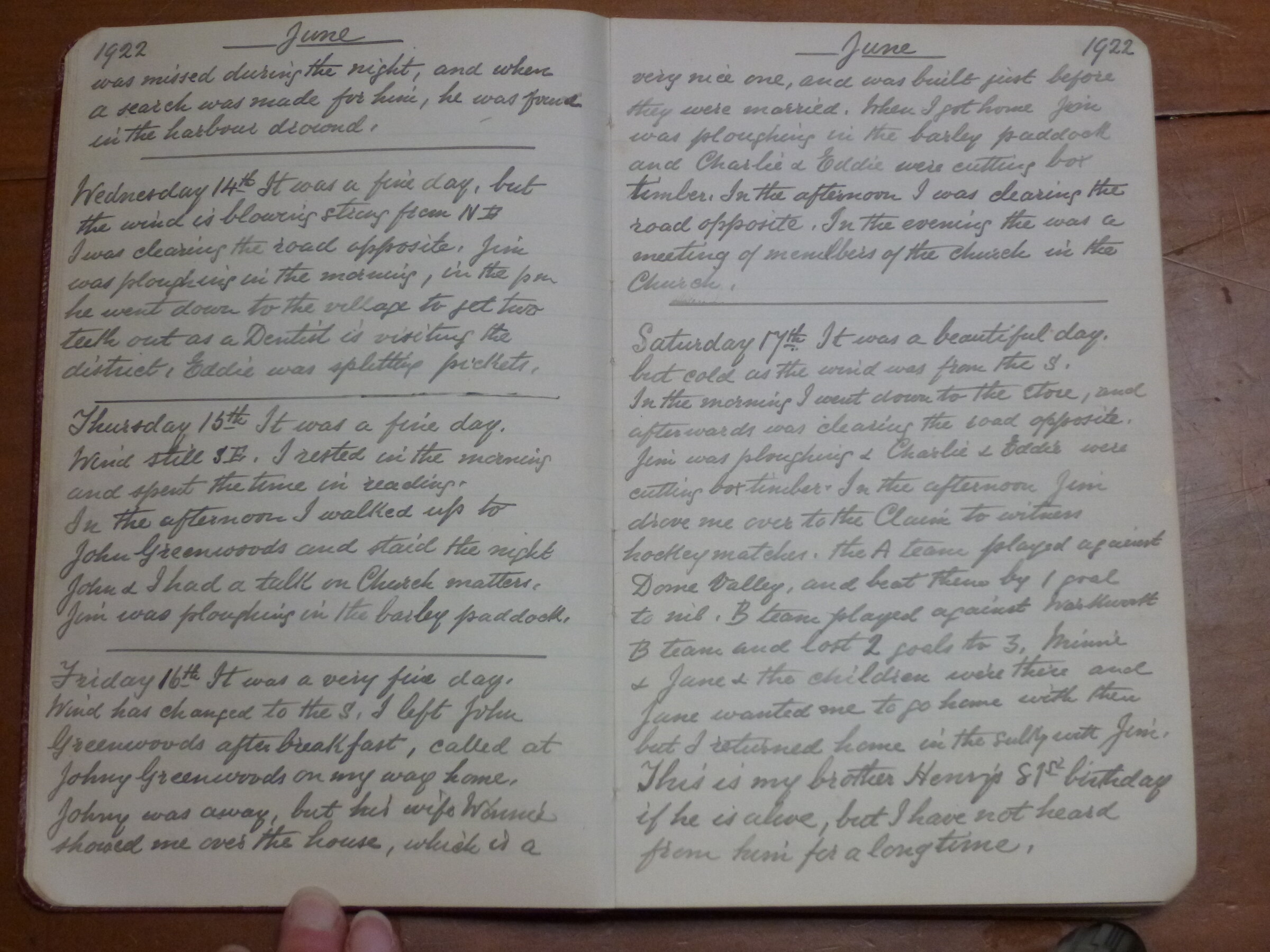 Original CS Clarke diary page