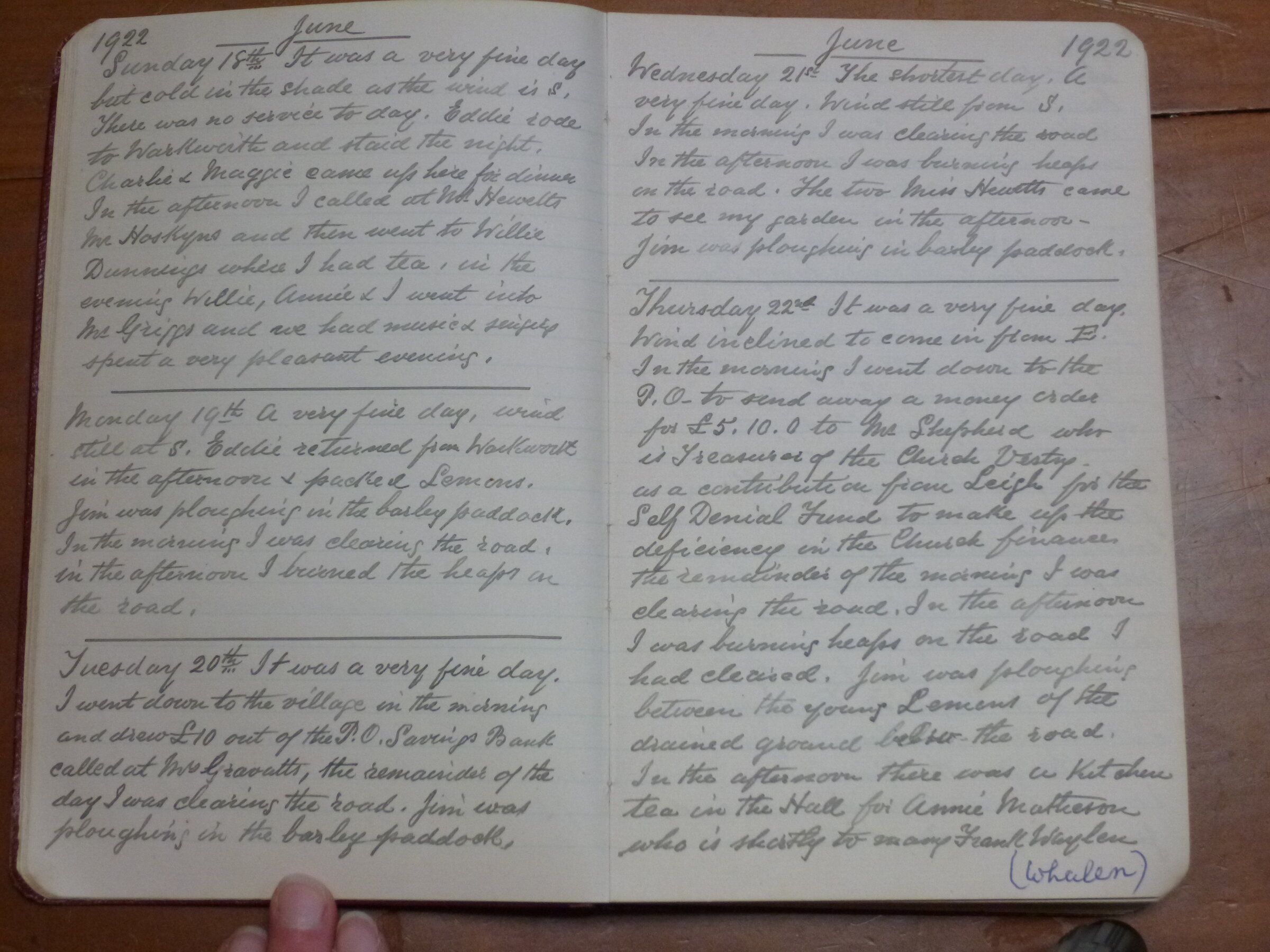 Original CS Clarke diary page