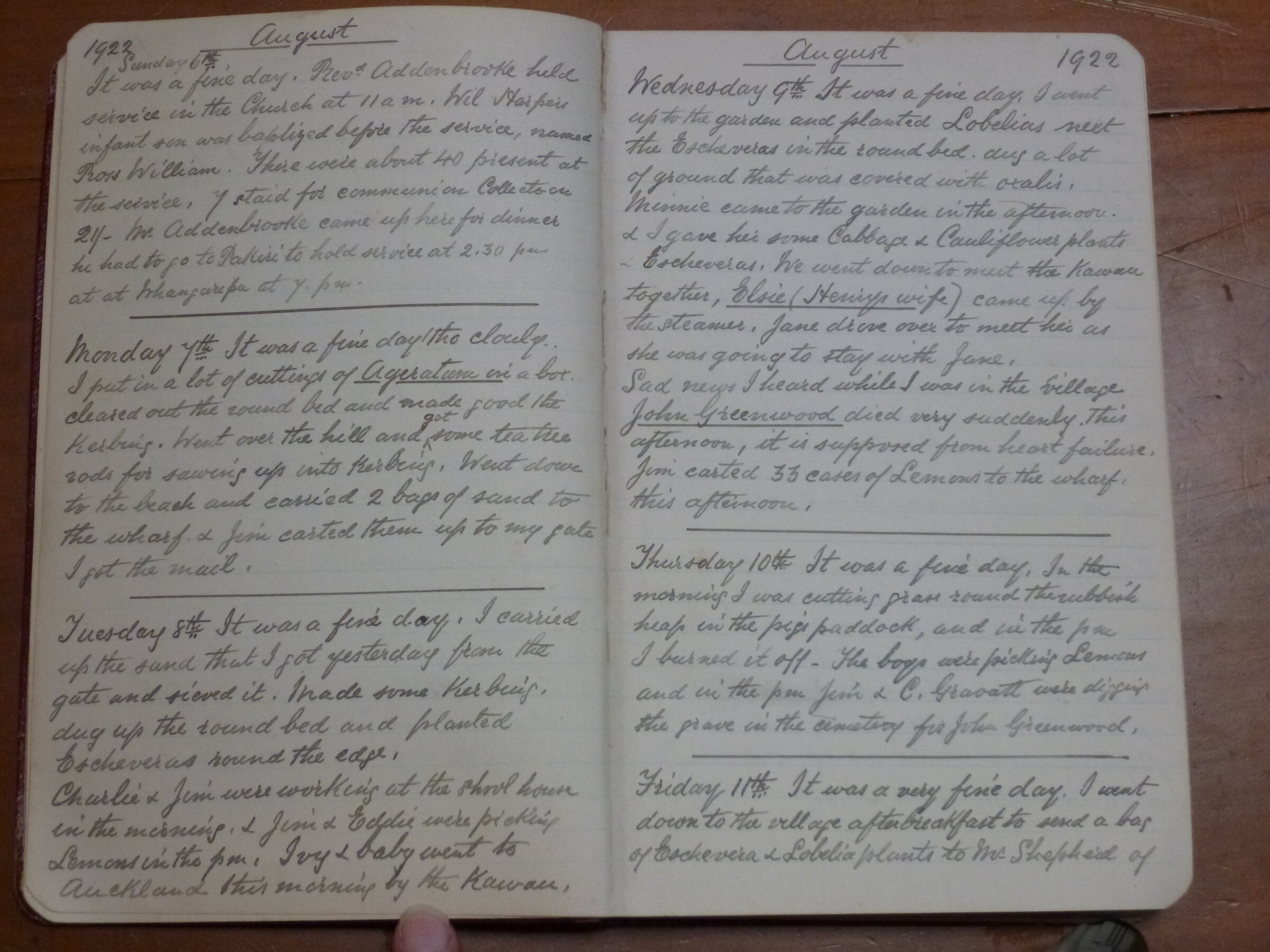 Original CS Clarke diary page