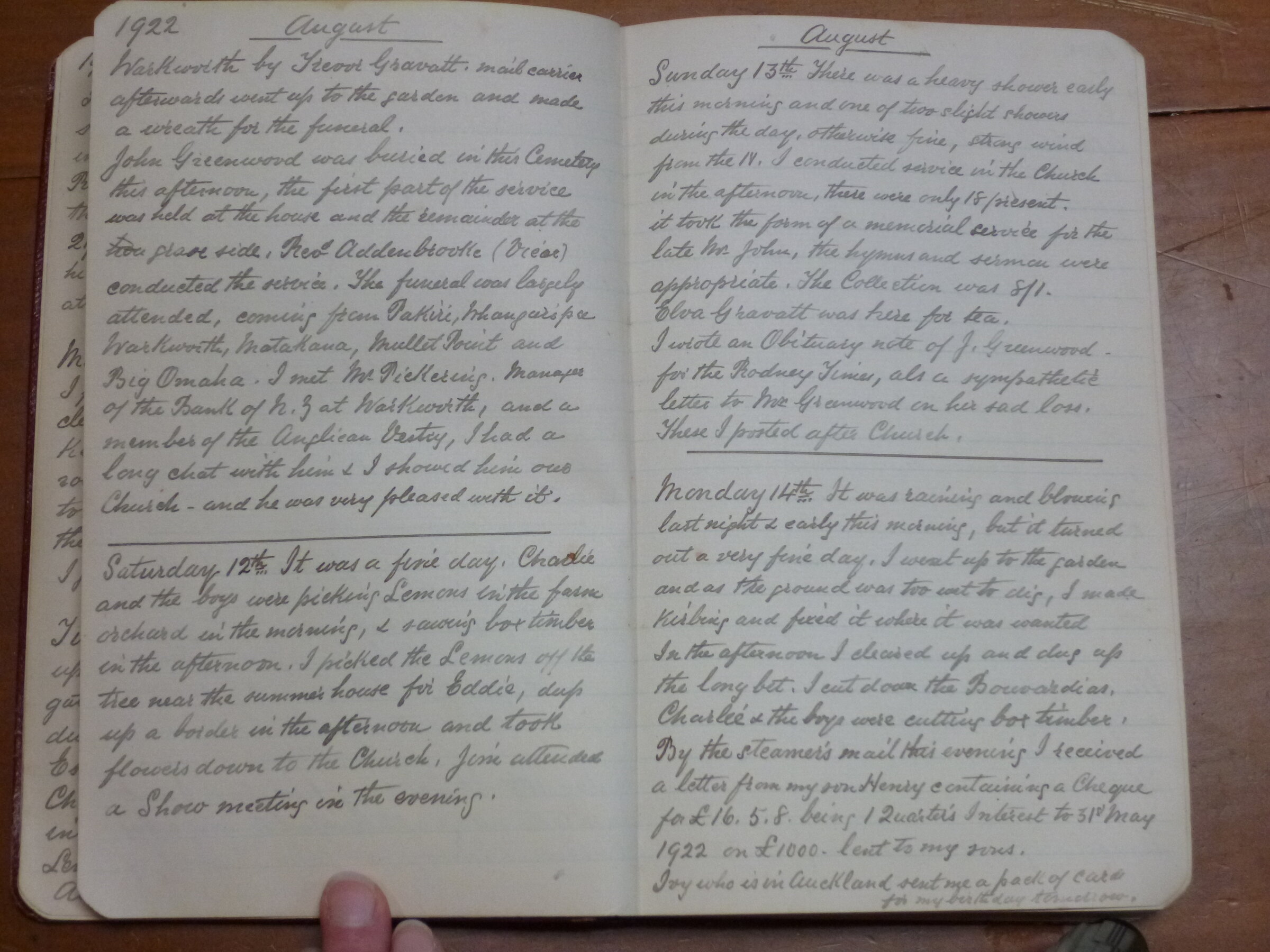 Original CS Clarke diary page