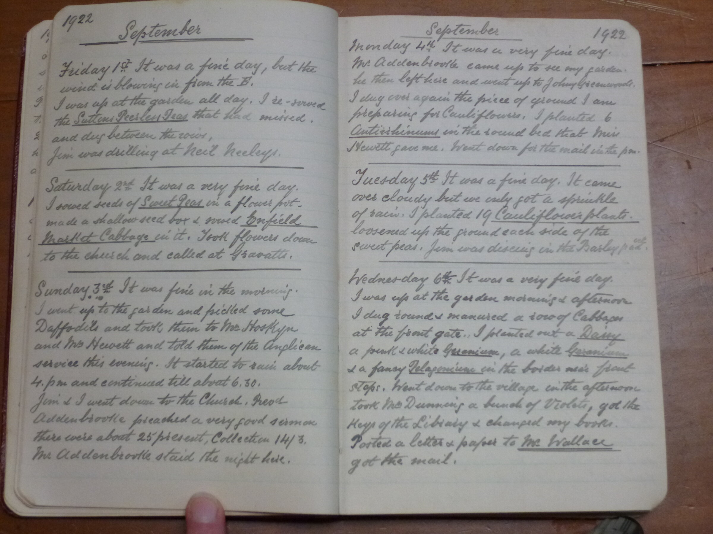 Original CS Clarke diary page