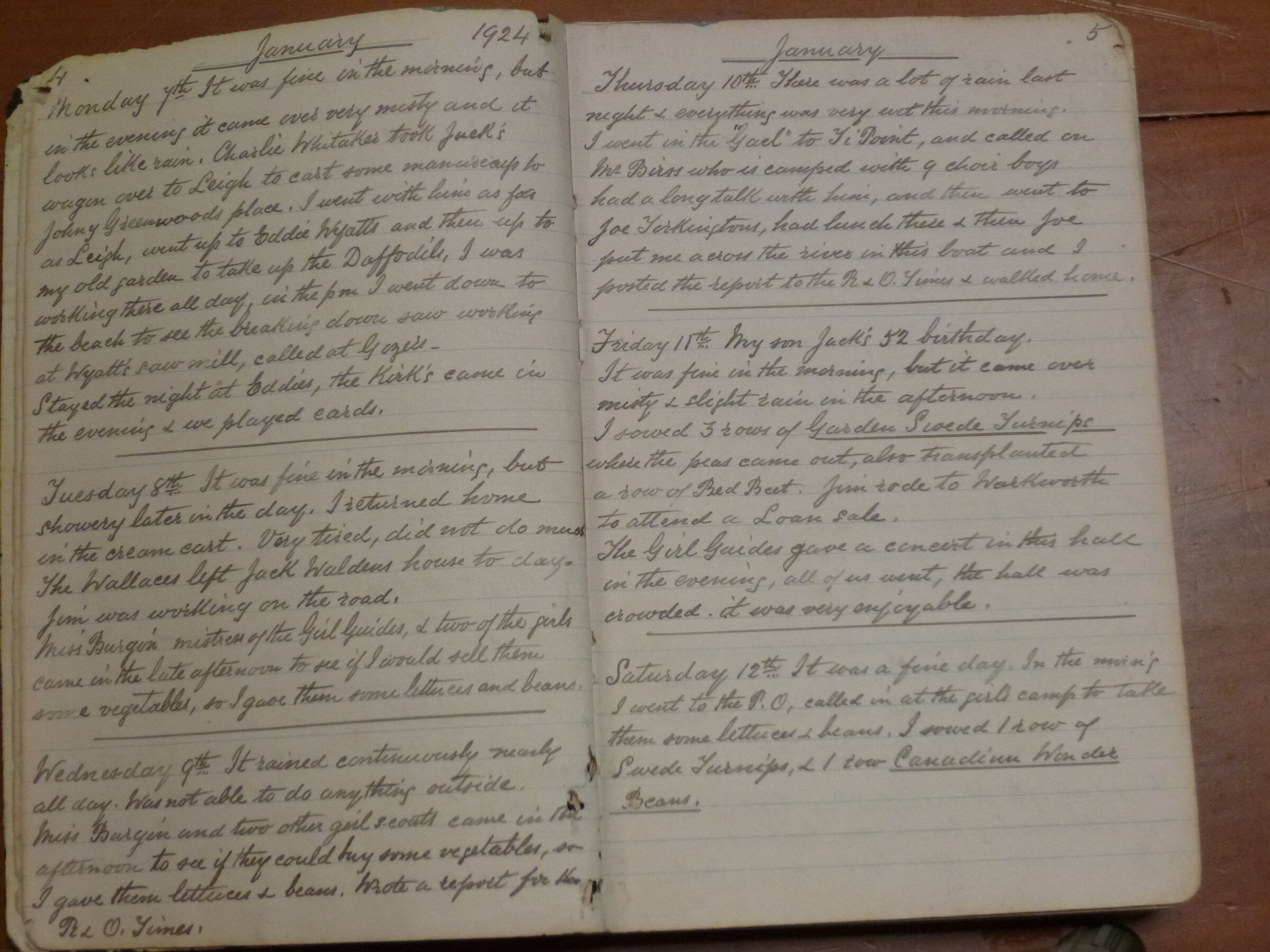 Original CS Clarke diary page