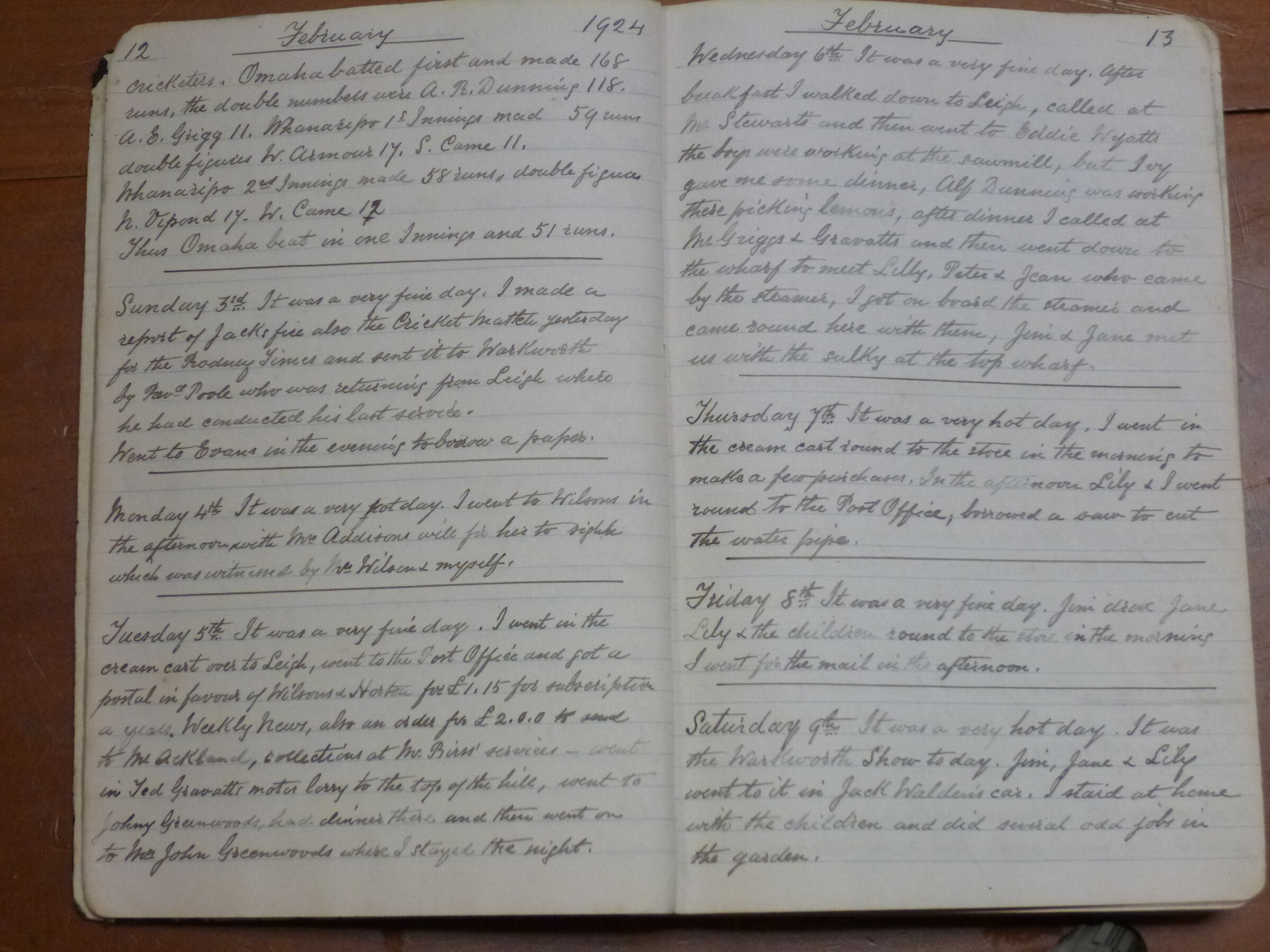 Original CS Clarke diary page