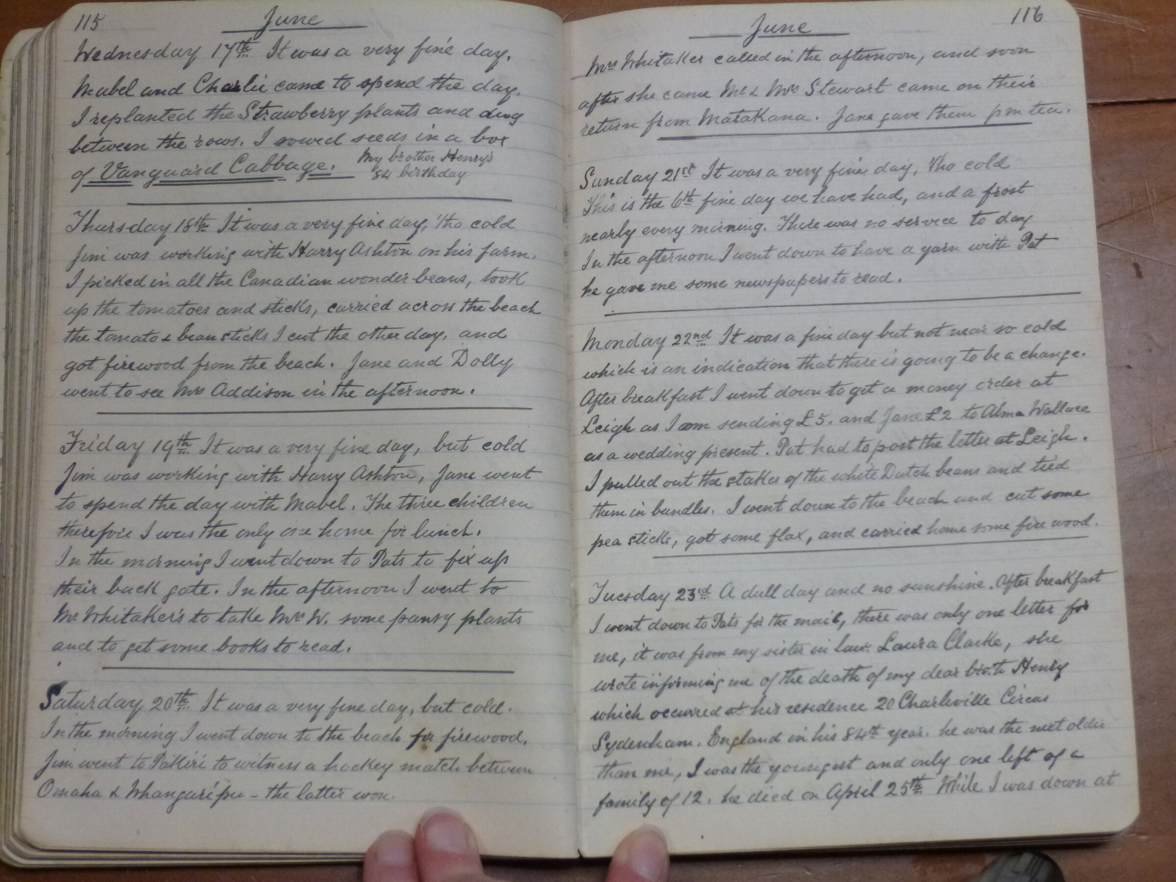 Original CS Clarke diary page