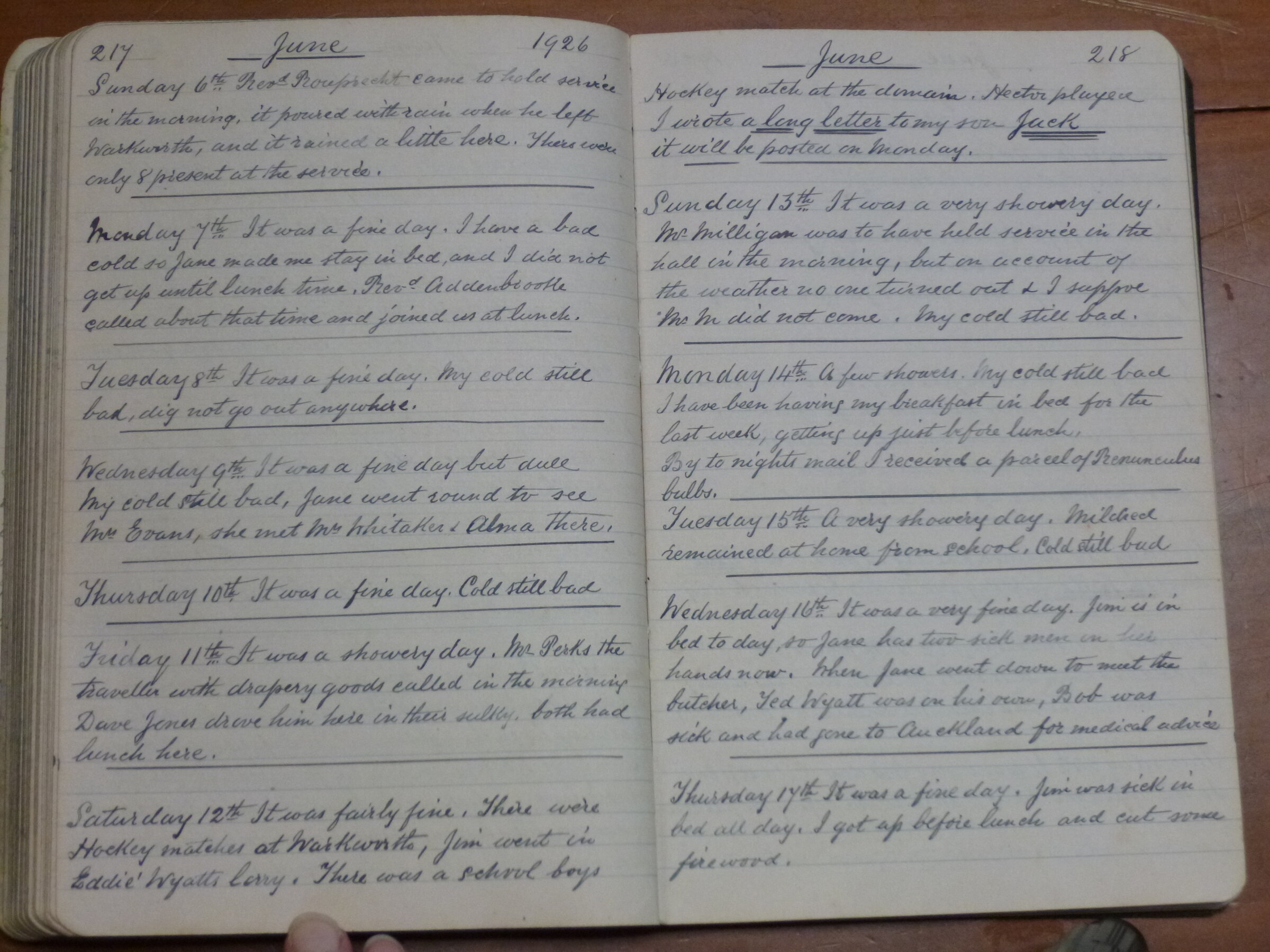 Original CS Clarke diary page