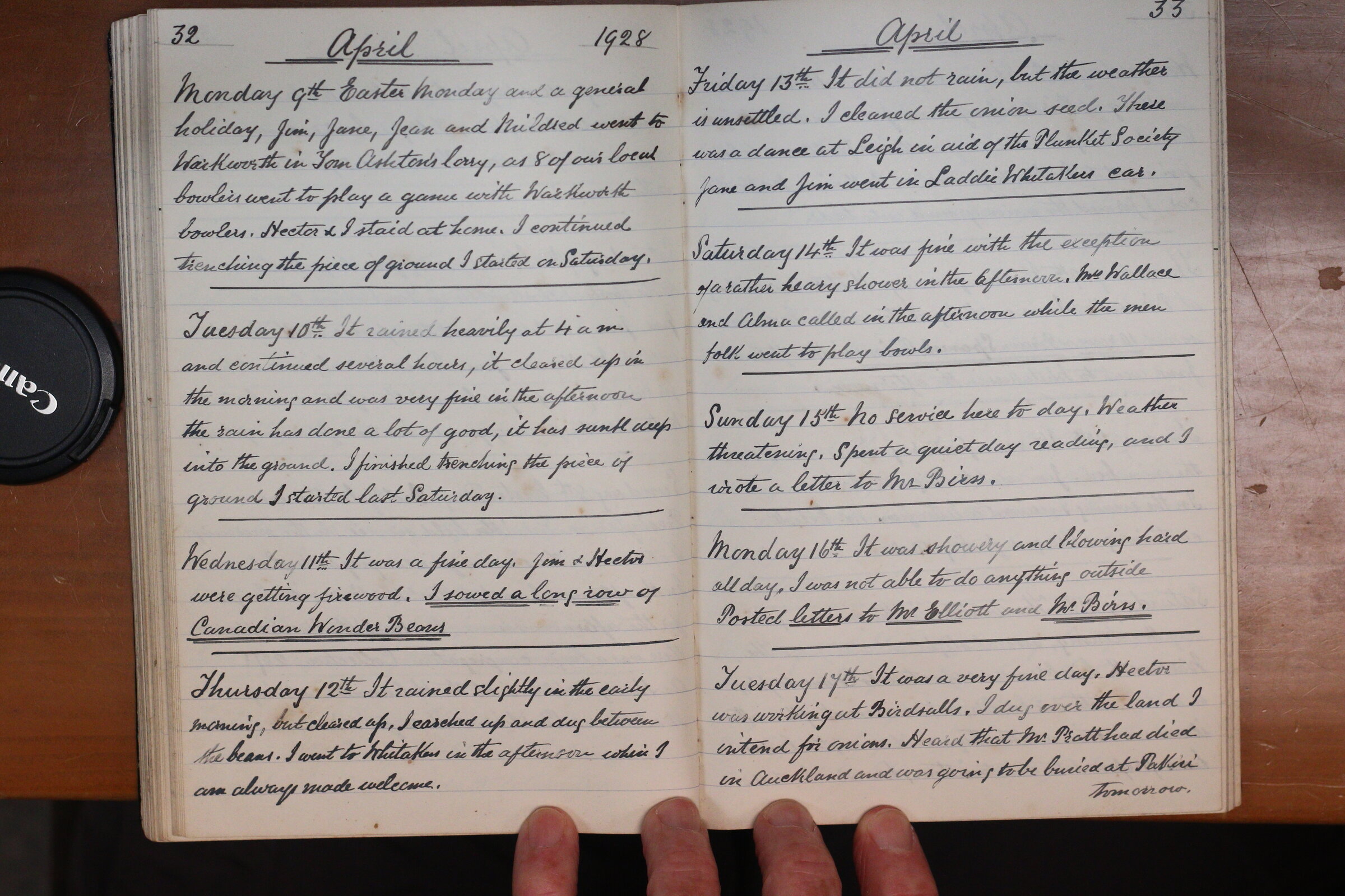 Original CS Clarke diary page